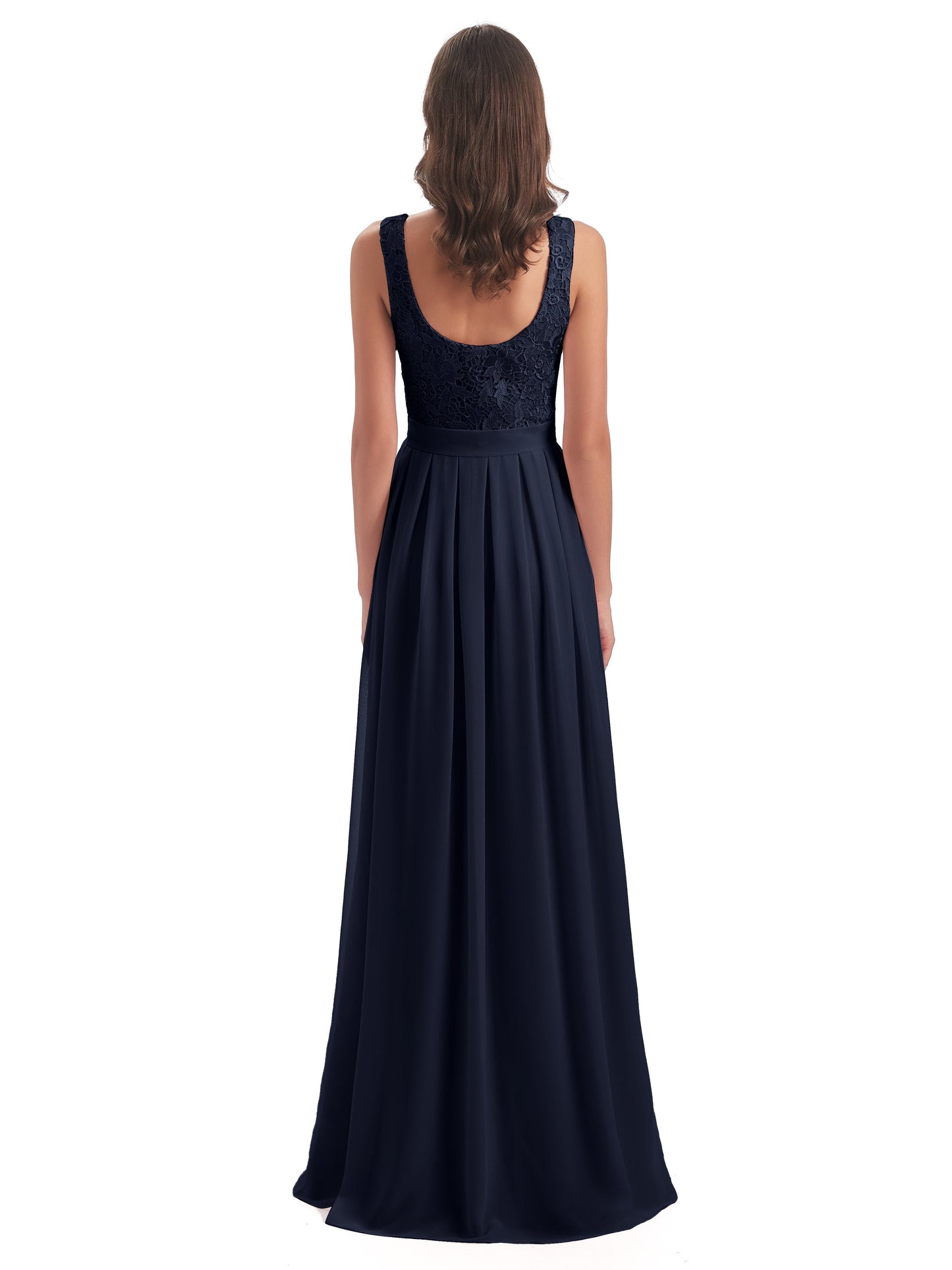 Riya Illusion Open Back Lace Long Bridesmaid Dresses