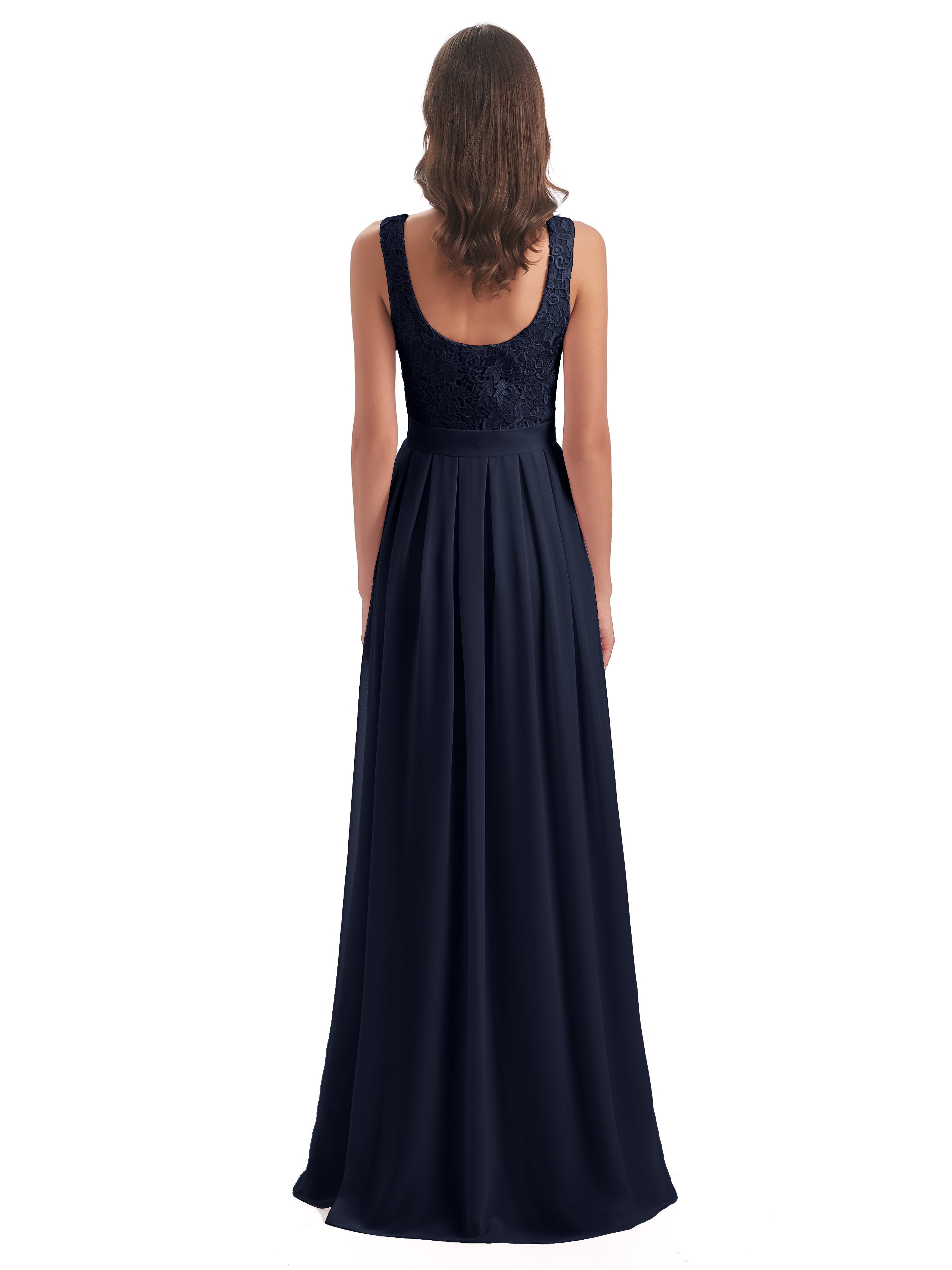 Riya Illusion Open Back Lace Long Bridesmaid Dresses