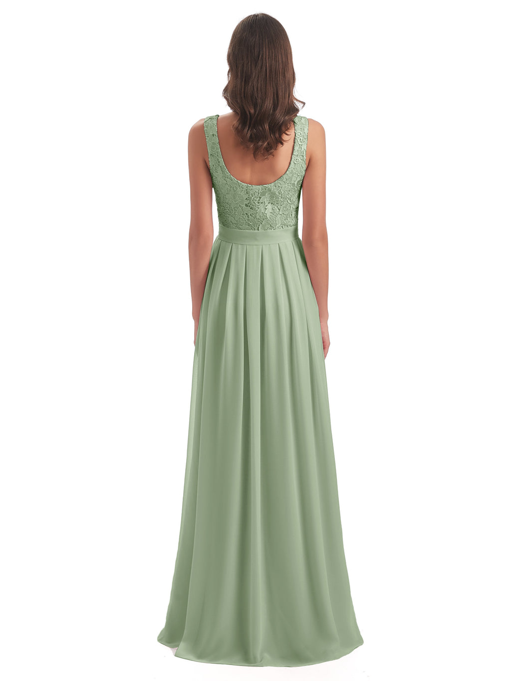 Riya Illusion Open Back Lace Long Bridesmaid Dresses