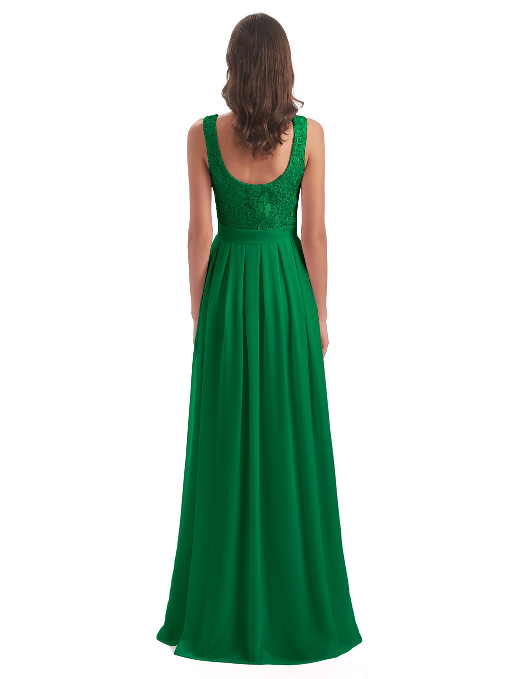 Riya Illusion Open Back Lace Long Bridesmaid Dresses