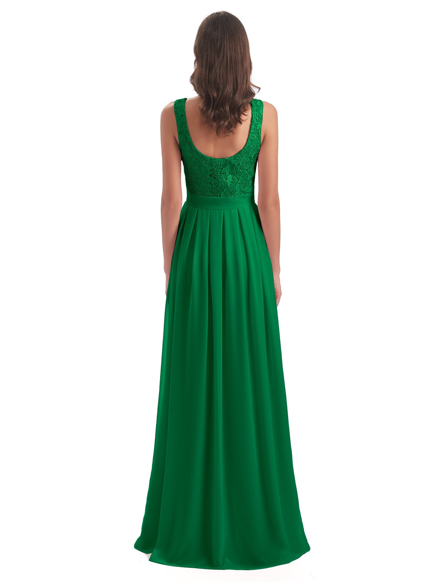 Riya Illusion Open Back Lace Long Bridesmaid Dresses