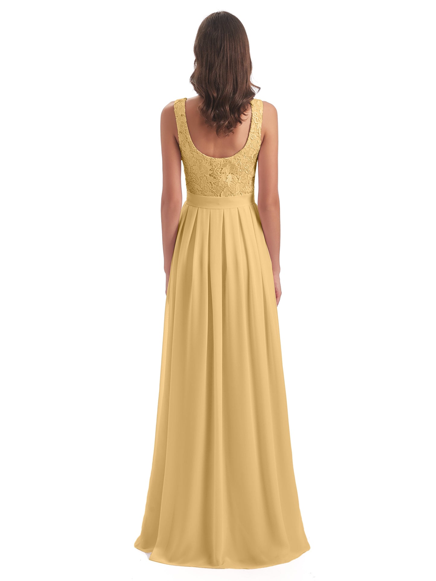Riya Illusion Open Back Lace Long Bridesmaid Dresses