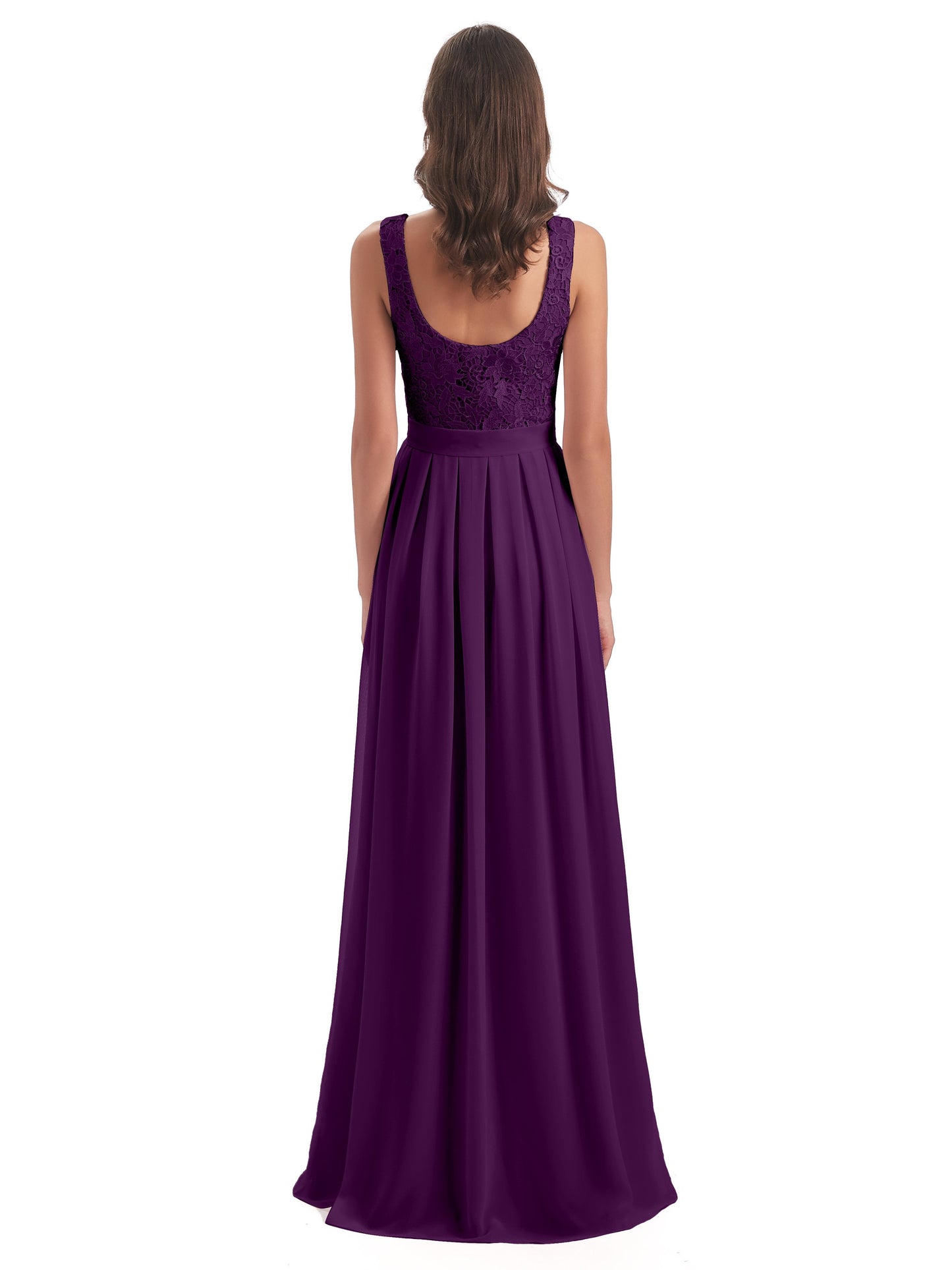 Riya Illusion Open Back Lace Long Bridesmaid Dresses
