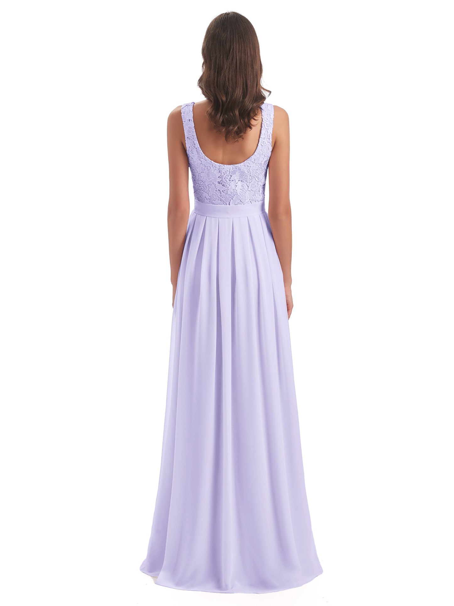 Riya Illusion Open Back Lace Long Bridesmaid Dresses