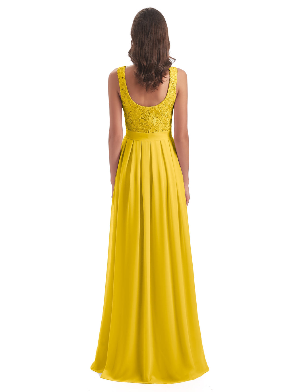 Riya Illusion Open Back Lace Long Bridesmaid Dresses