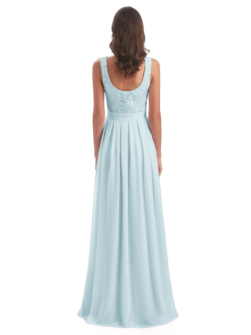 Riya Illusion Open Back Lace Long Bridesmaid Dresses