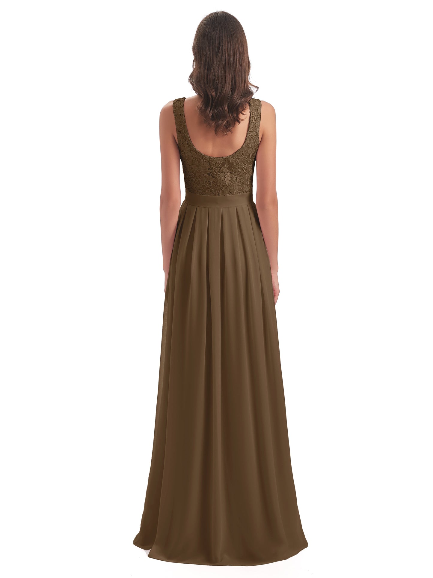 Riya Illusion Open Back Lace Long Bridesmaid Dresses