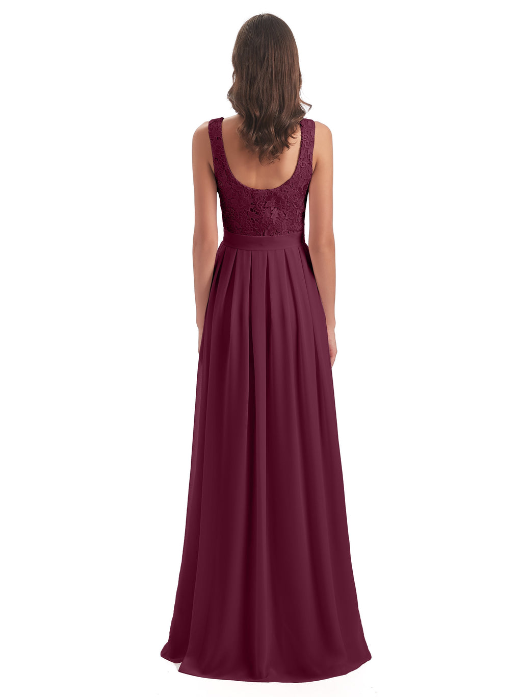 Riya Illusion Open Back Lace Long Bridesmaid Dresses