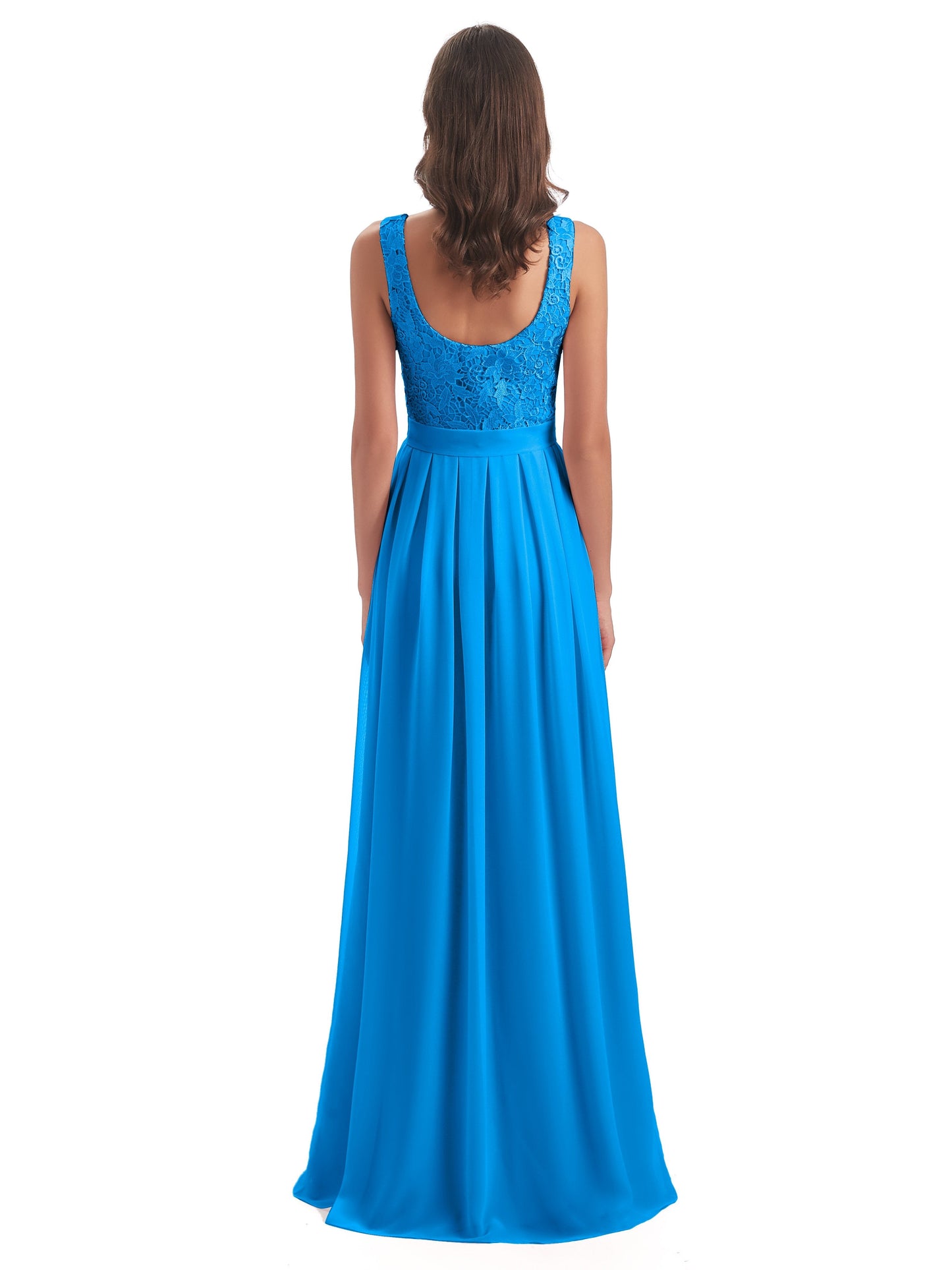 Riya Illusion Open Back Lace Long Bridesmaid Dresses