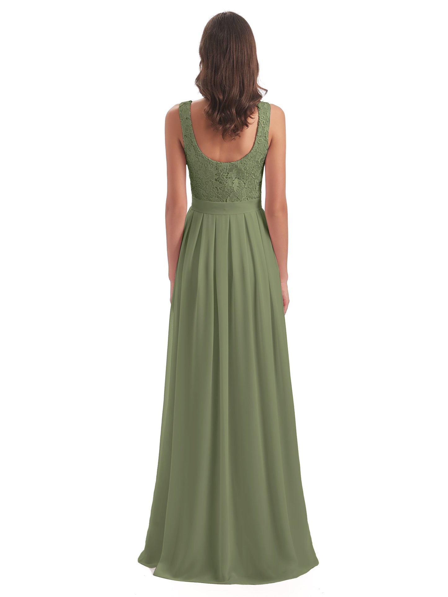 Riya Illusion Open Back Lace Long Bridesmaid Dresses