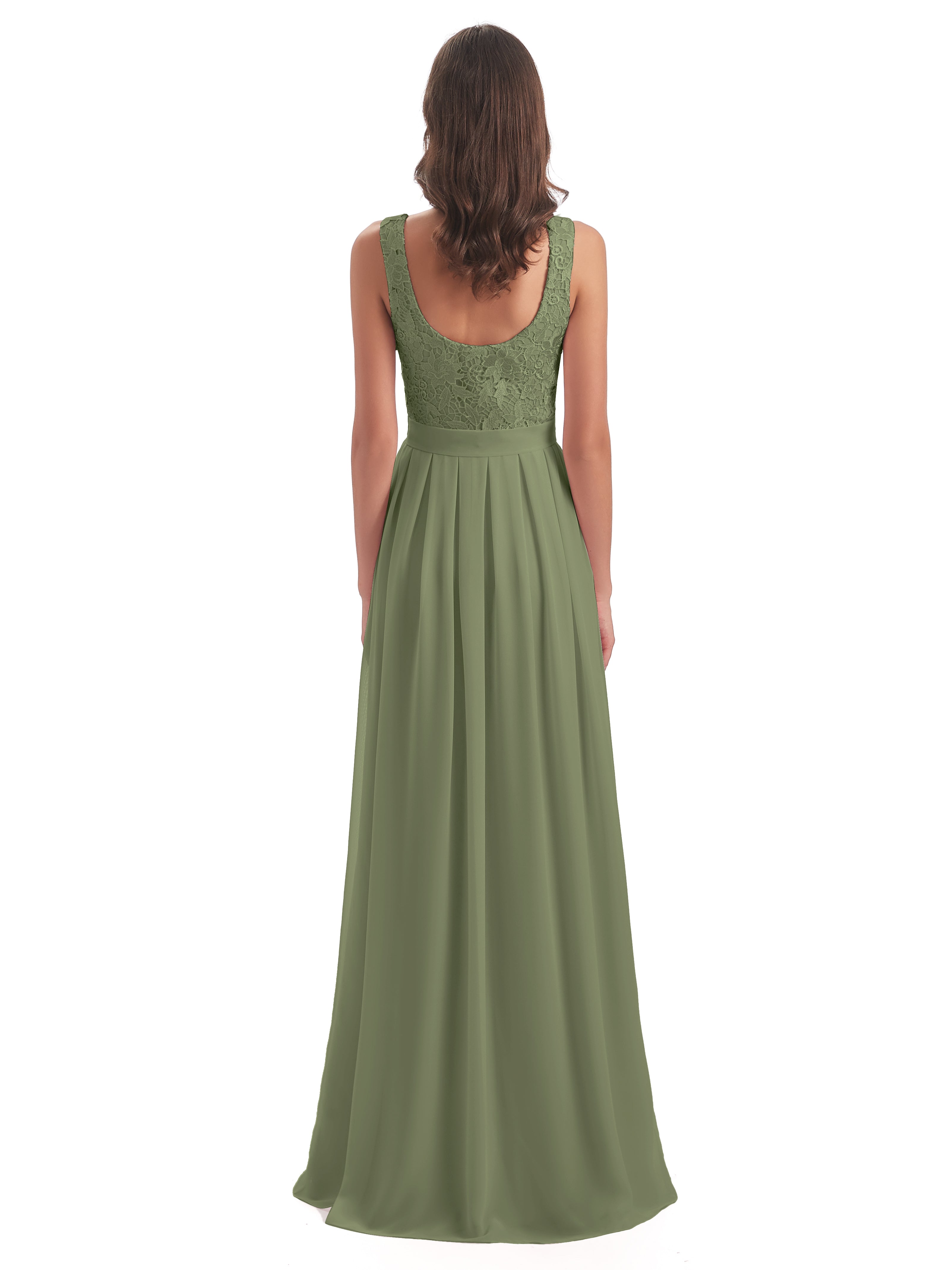 Riya Illusion Open Back Lace Long Bridesmaid Dresses