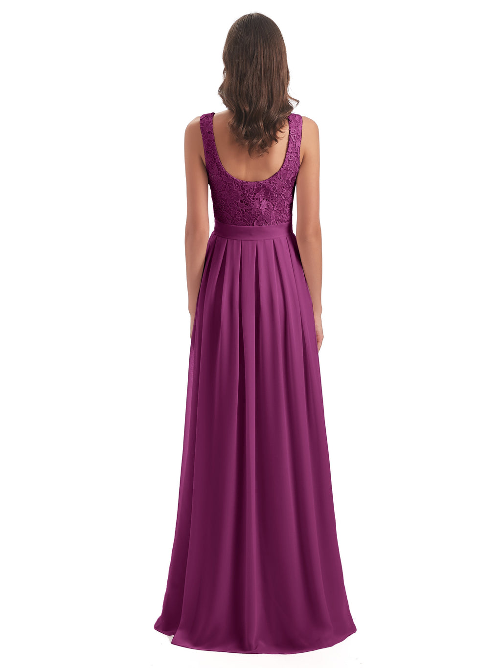 Riya Illusion Open Back Lace Long Bridesmaid Dresses