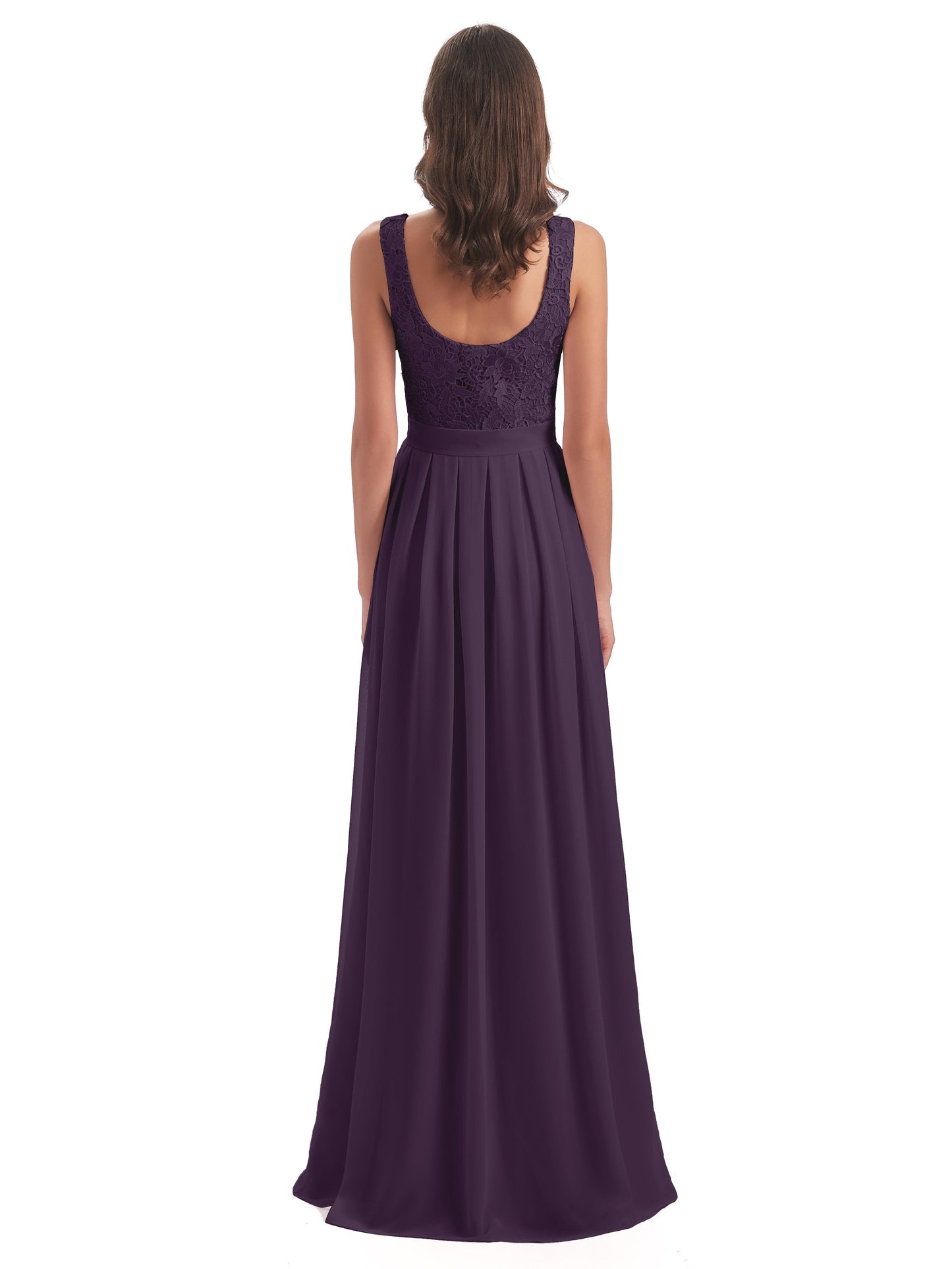 Riya Illusion Open Back Lace Long Bridesmaid Dresses