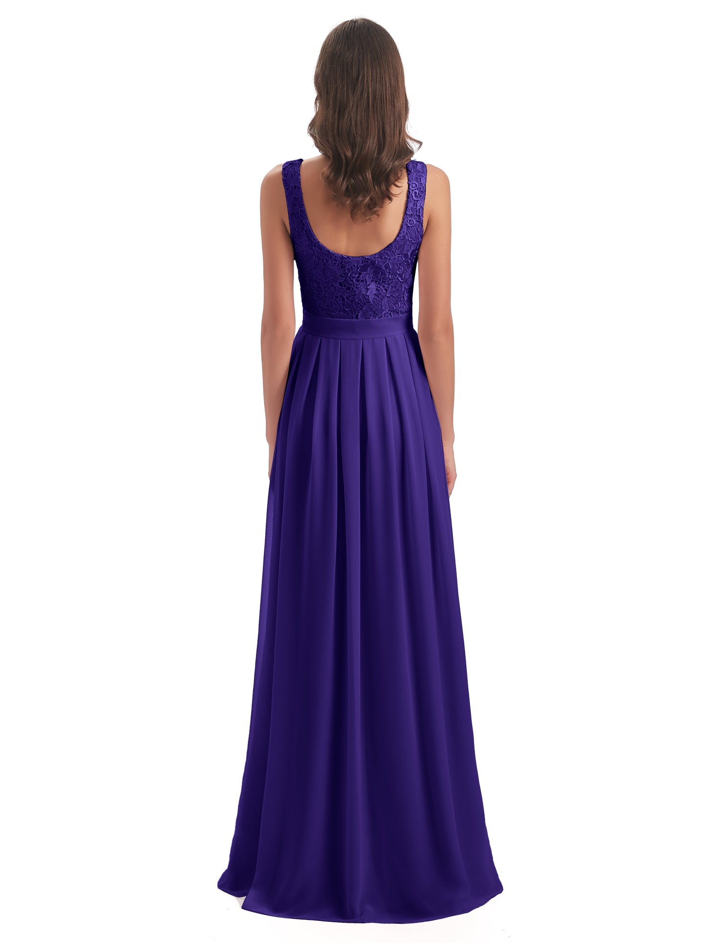 Riya Illusion Open Back Lace Long Bridesmaid Dresses
