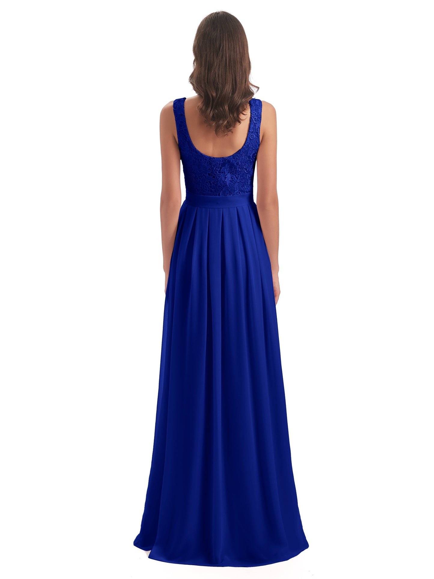 Riya Illusion Open Back Lace Long Bridesmaid Dresses