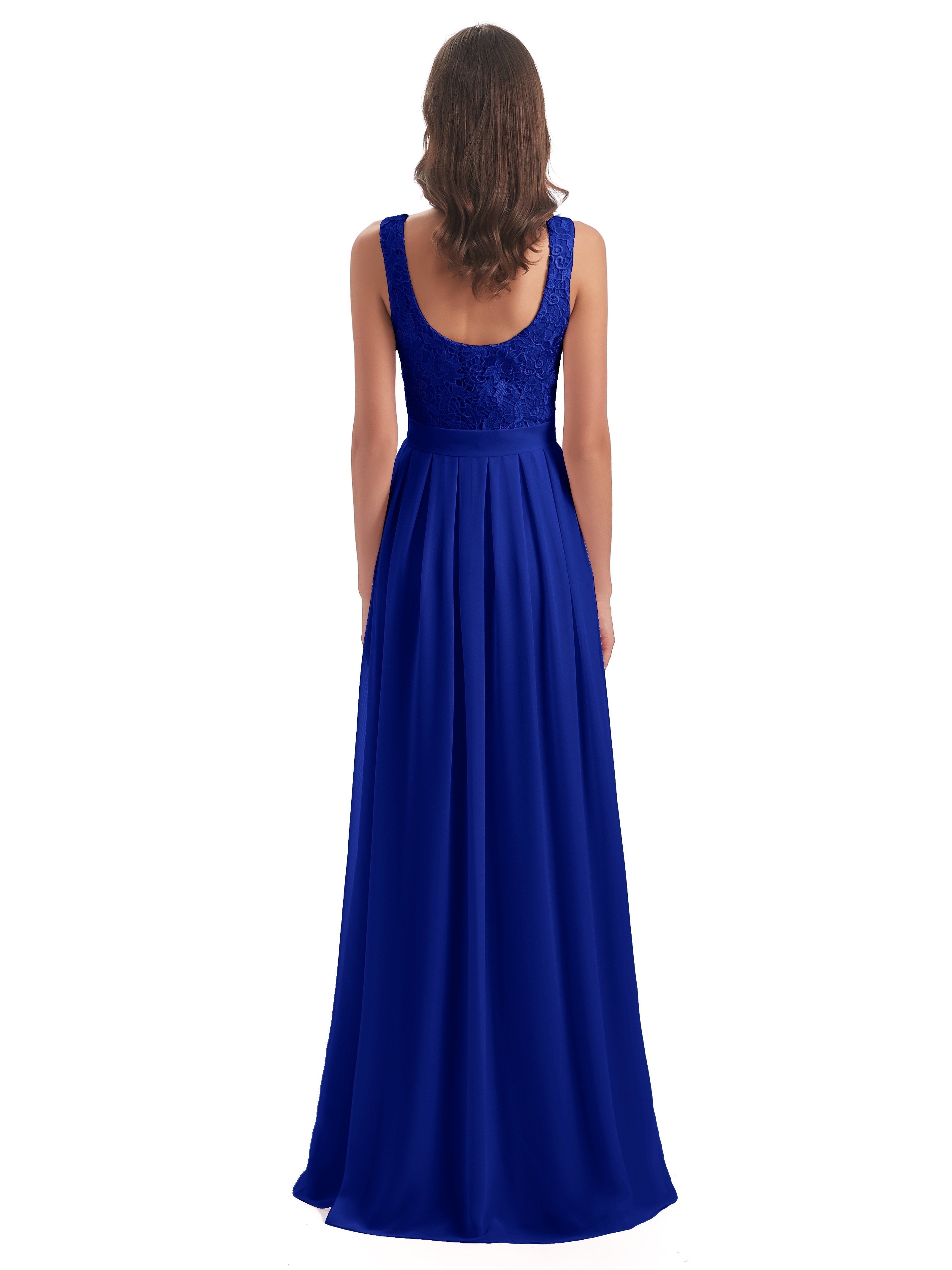 Riya Illusion Open Back Lace Long Bridesmaid Dresses