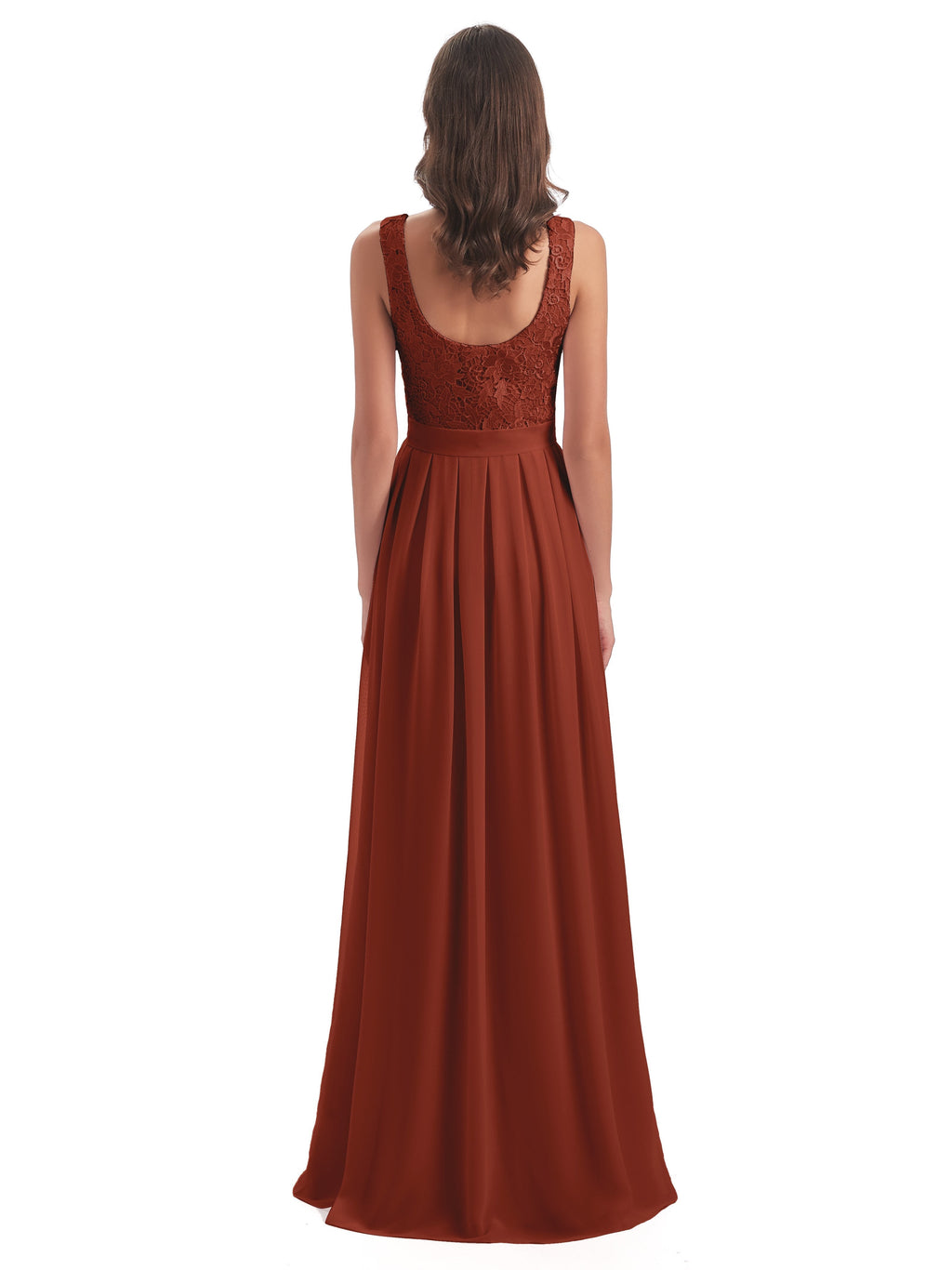 Riya Illusion Open Back Lace Long Bridesmaid Dresses