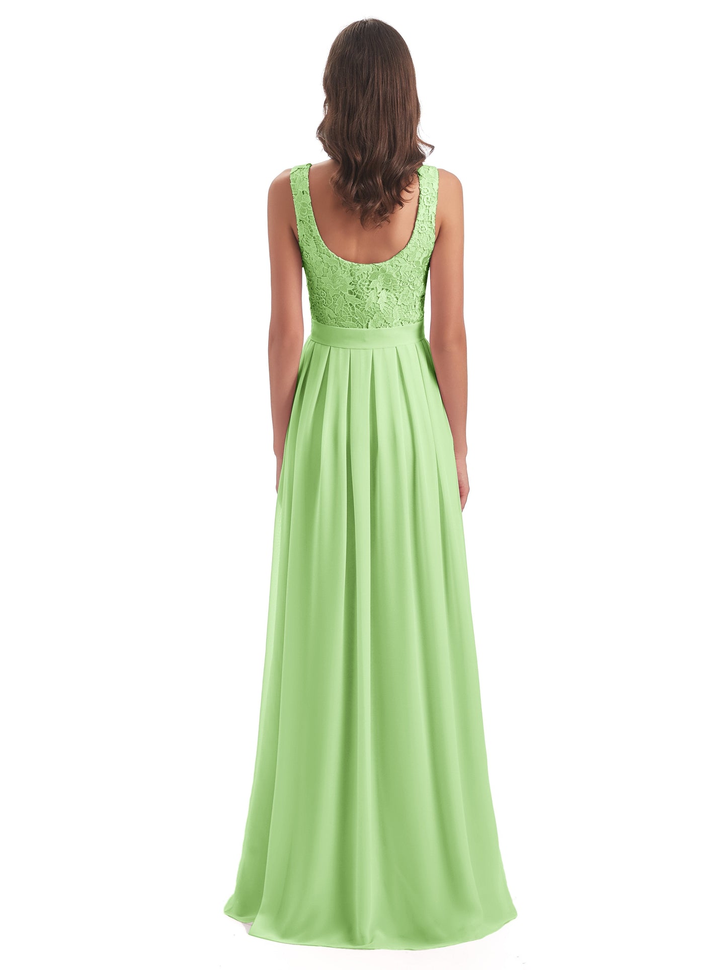 Riya Illusion Open Back Lace Long Bridesmaid Dresses