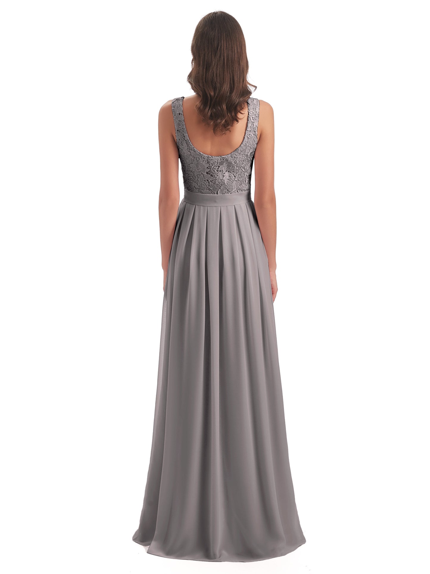 Riya Illusion Open Back Lace Long Bridesmaid Dresses
