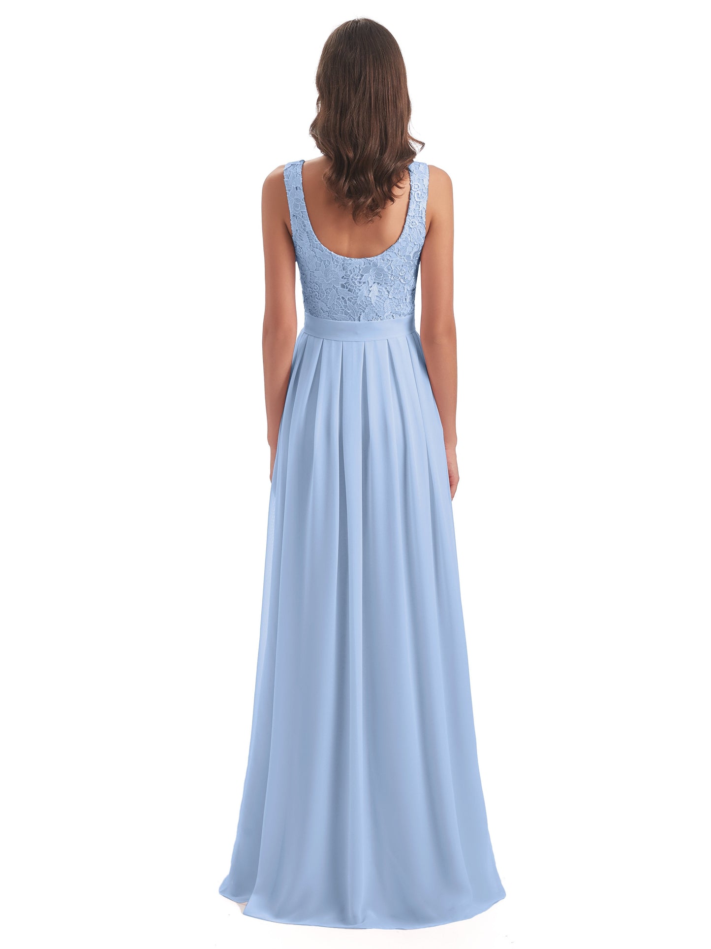 Riya Illusion Open Back Lace Long Bridesmaid Dresses