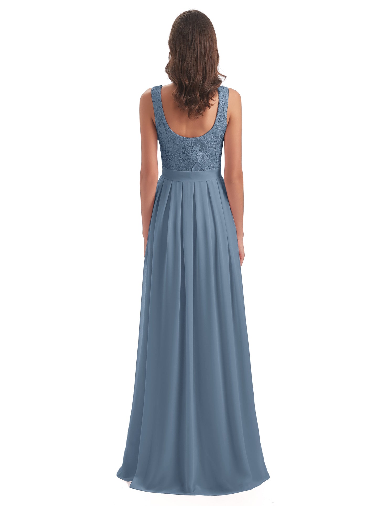 Riya Illusion Open Back Lace Long Bridesmaid Dresses