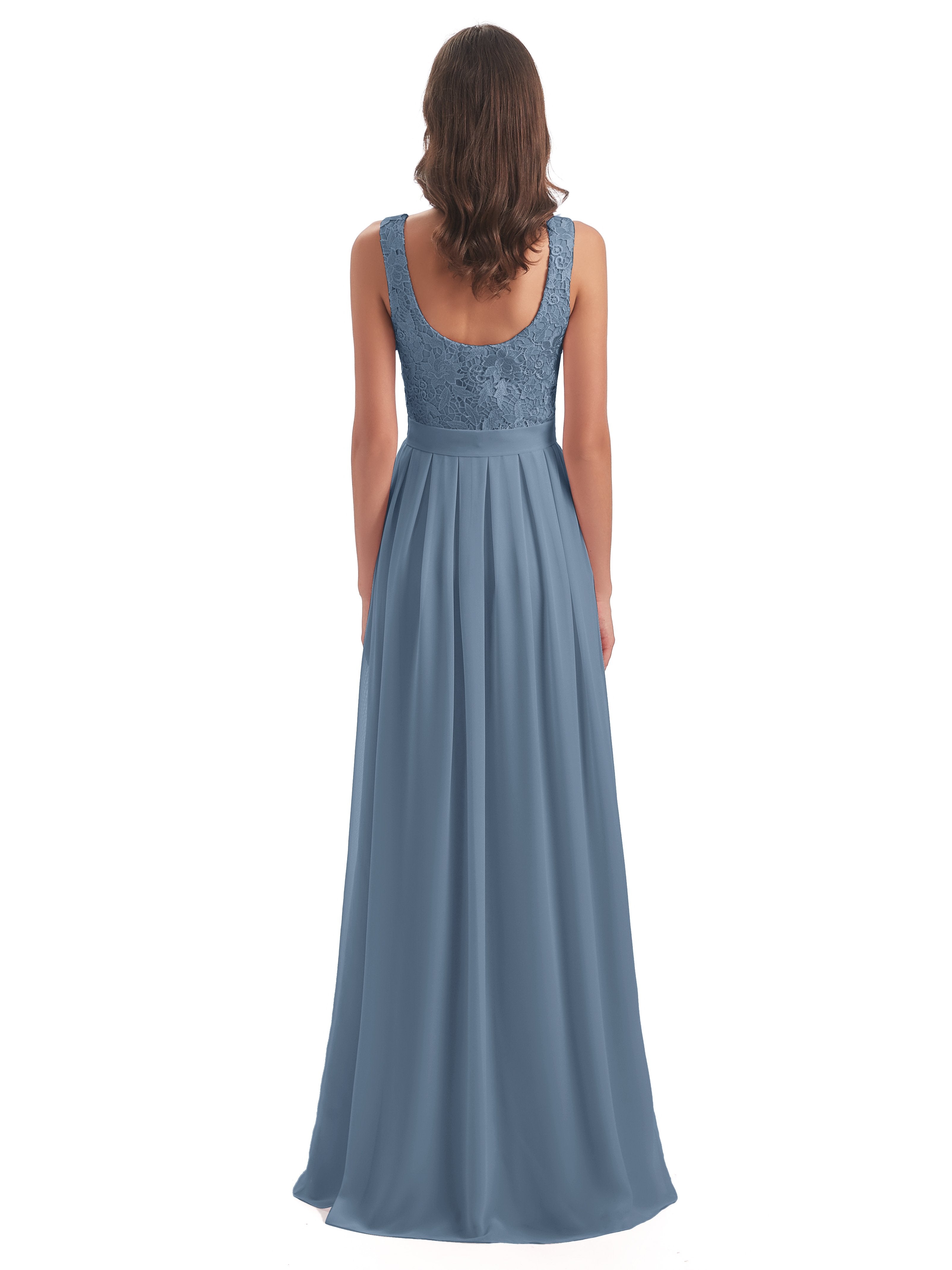 Riya Illusion Open Back Lace Long Bridesmaid Dresses