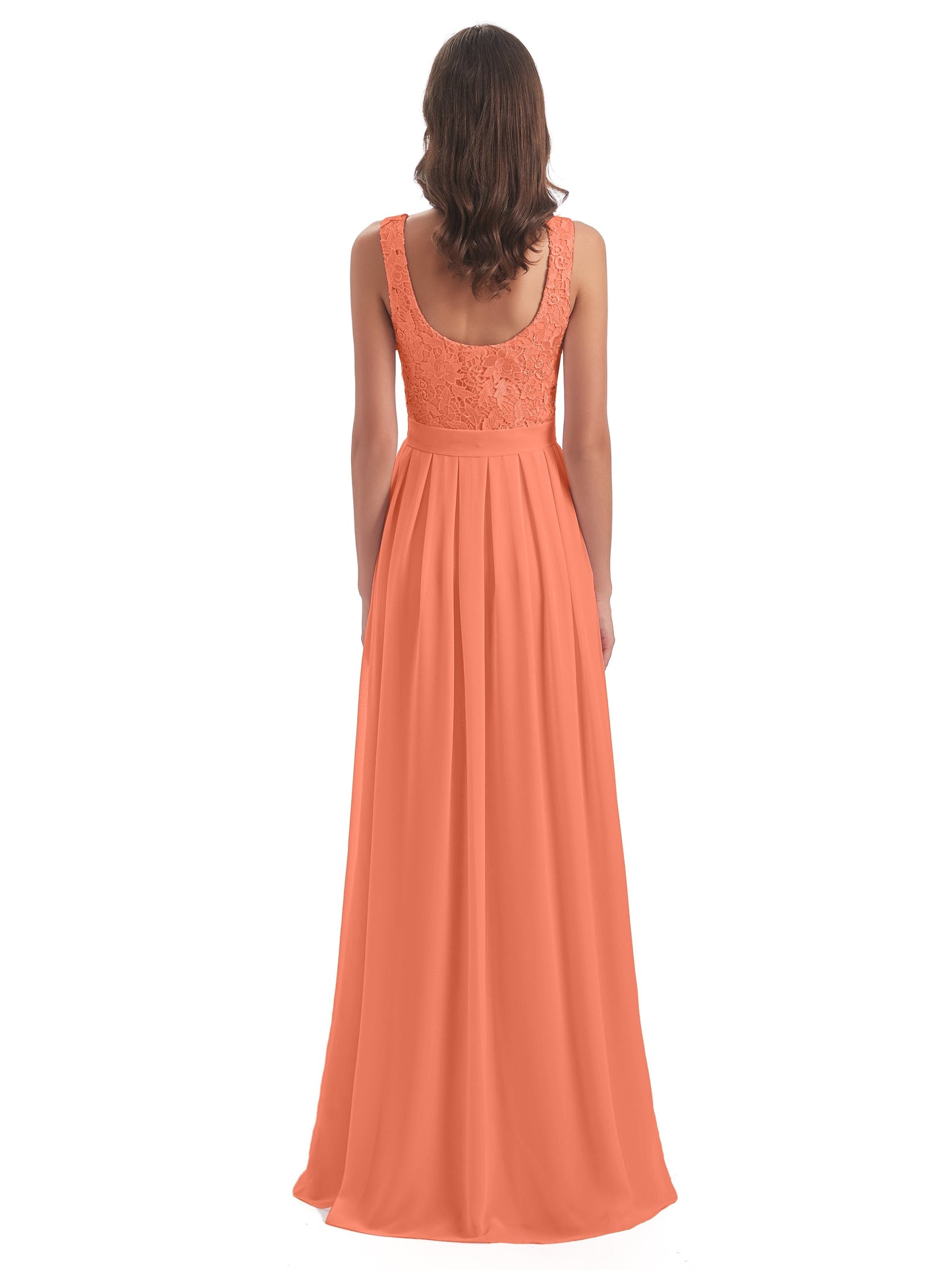 Riya Illusion Open Back Lace Long Bridesmaid Dresses
