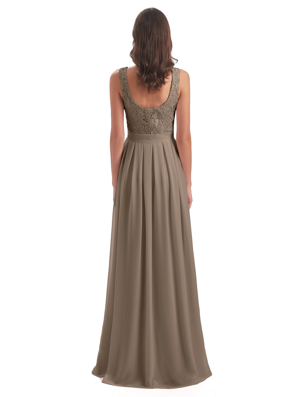 Riya Illusion Open Back Lace Long Bridesmaid Dresses