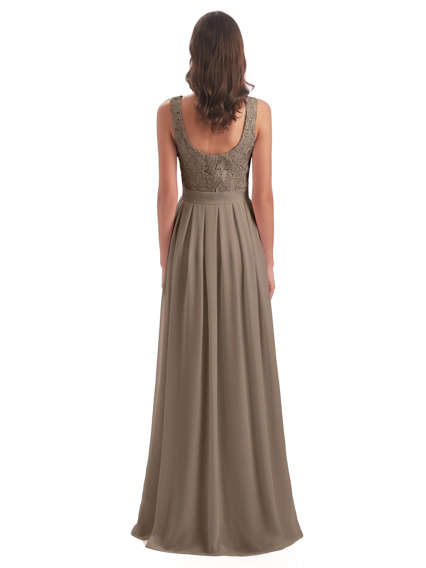 Riya Illusion Open Back Lace Long Bridesmaid Dresses