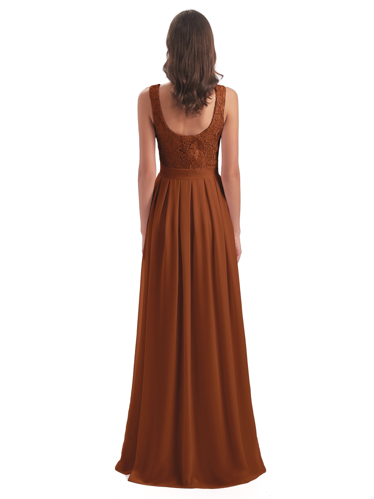 Riya Illusion Open Back Lace Long Bridesmaid Dresses