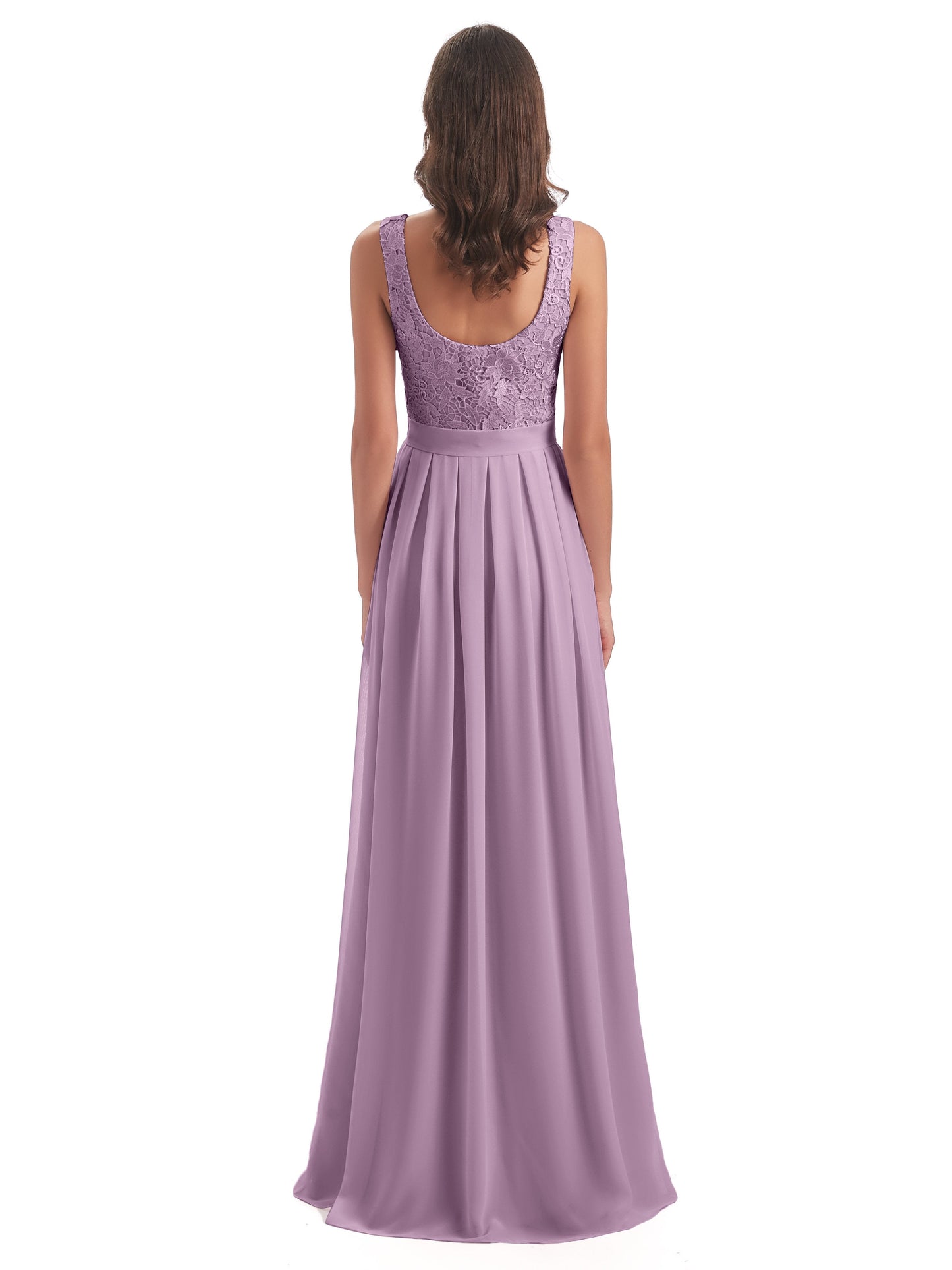 Riya Illusion Open Back Lace Long Bridesmaid Dresses