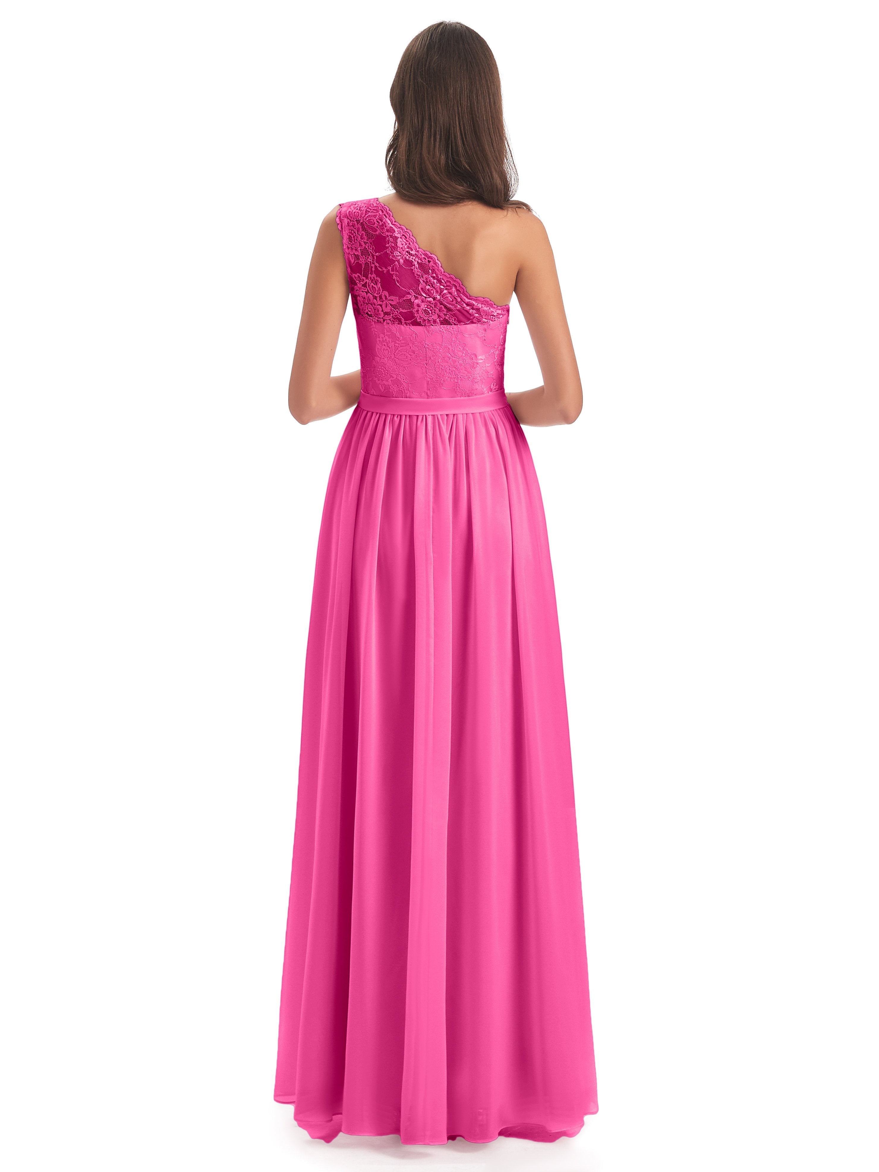 Scarlett One Shoulder Split Chiffon/Lace Bridesmaid Dresses