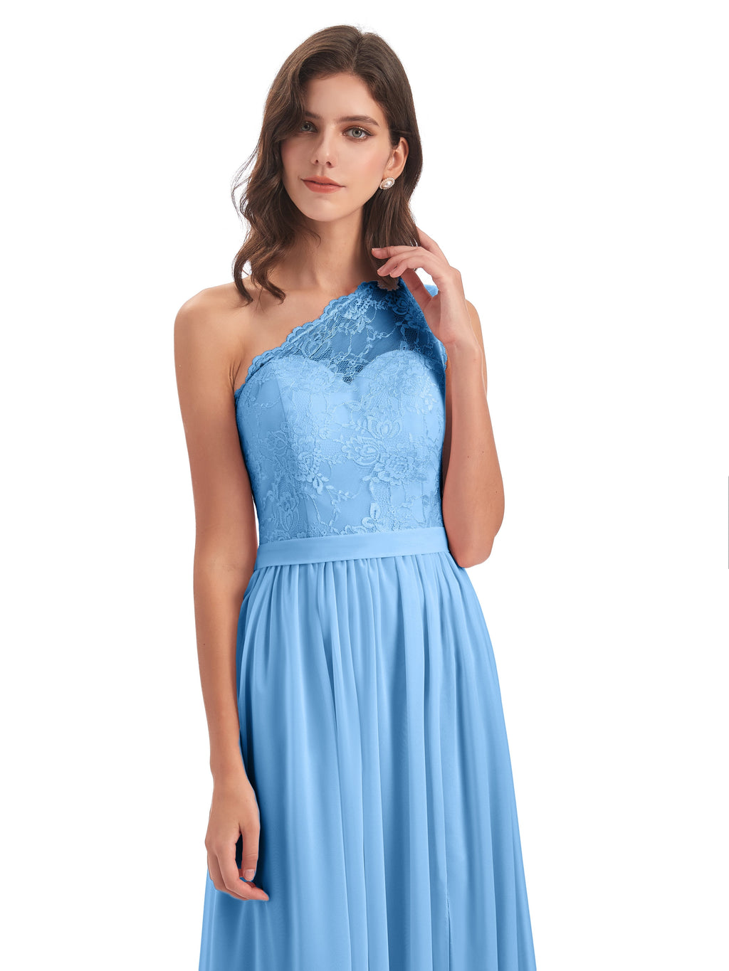 Scarlett One Shoulder Split Chiffon/Lace Bridesmaid Dresses