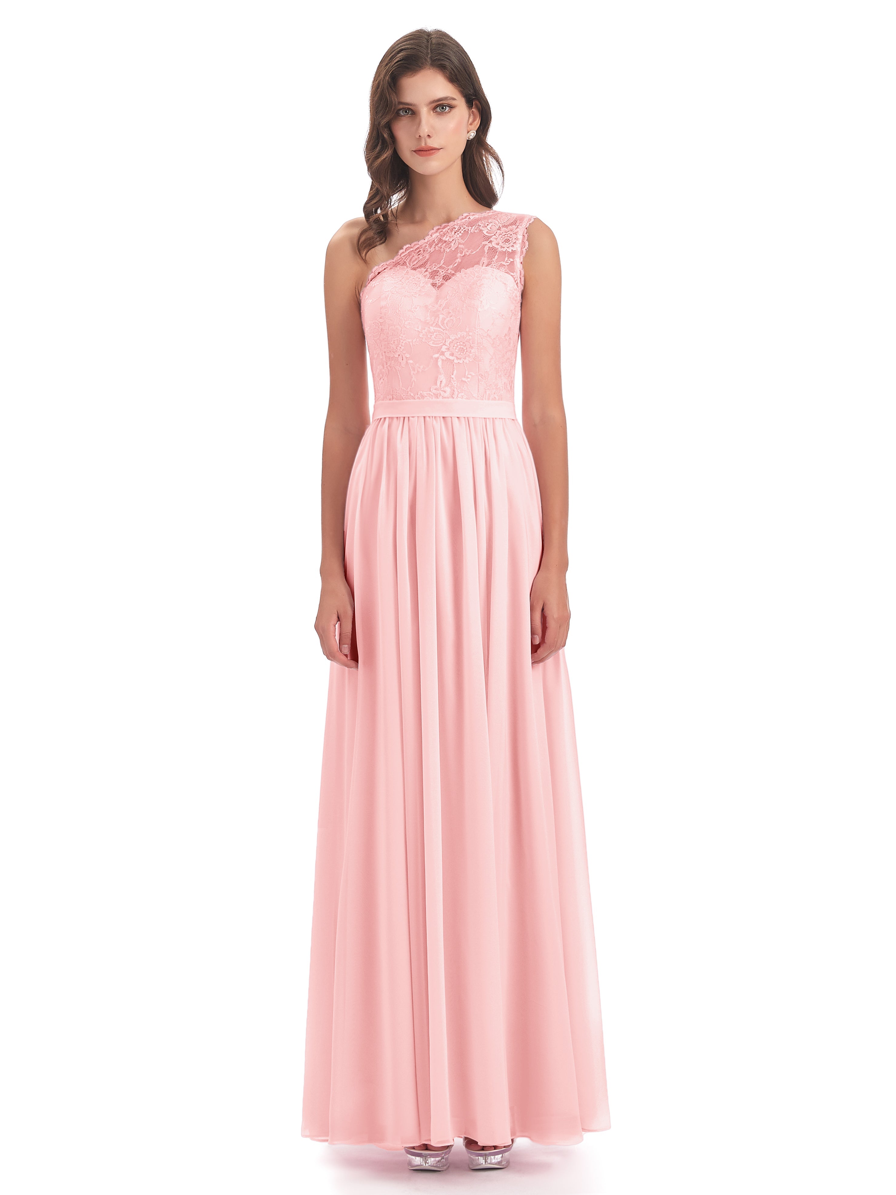 Scarlett One Shoulder Split Chiffon/Lace Bridesmaid Dresses