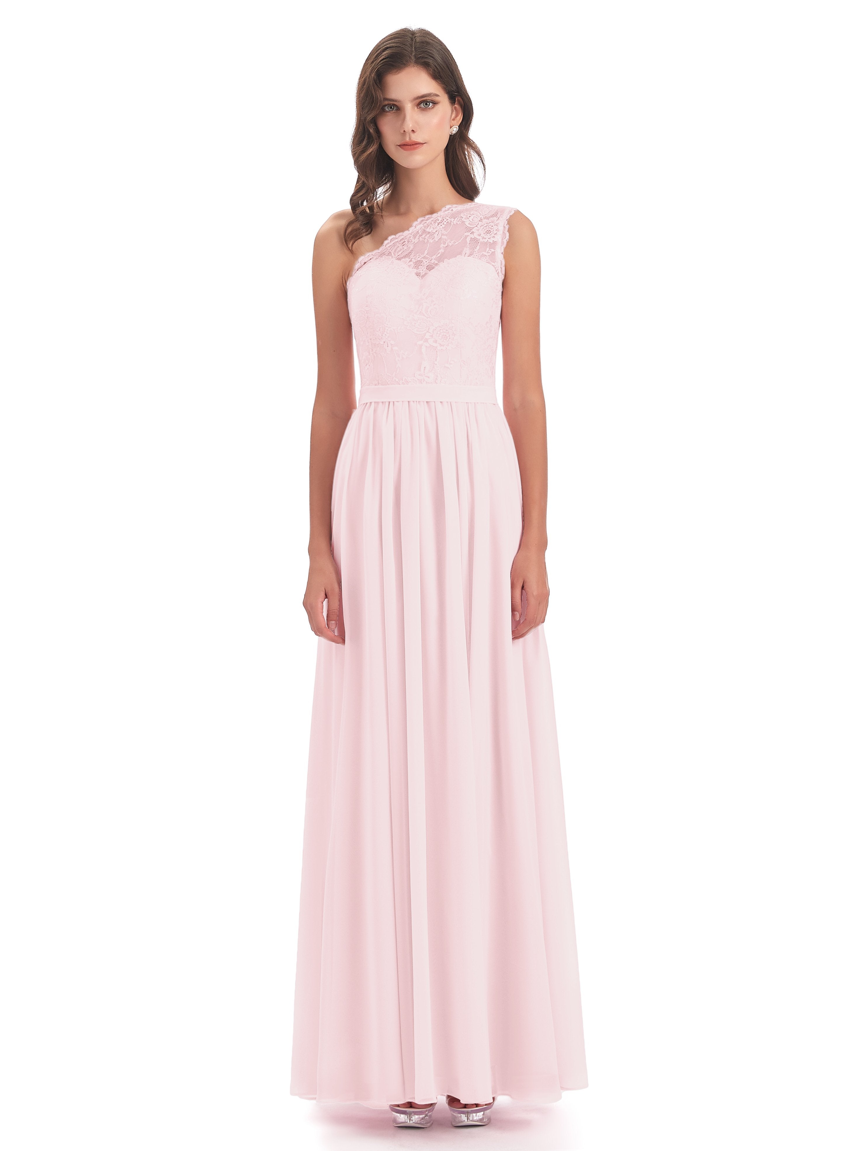 Scarlett One Shoulder Split Chiffon/Lace Bridesmaid Dresses