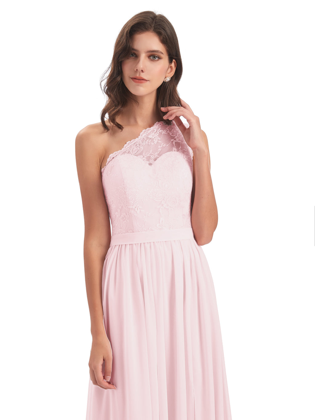 Scarlett One Shoulder Split Chiffon/Lace Bridesmaid Dresses