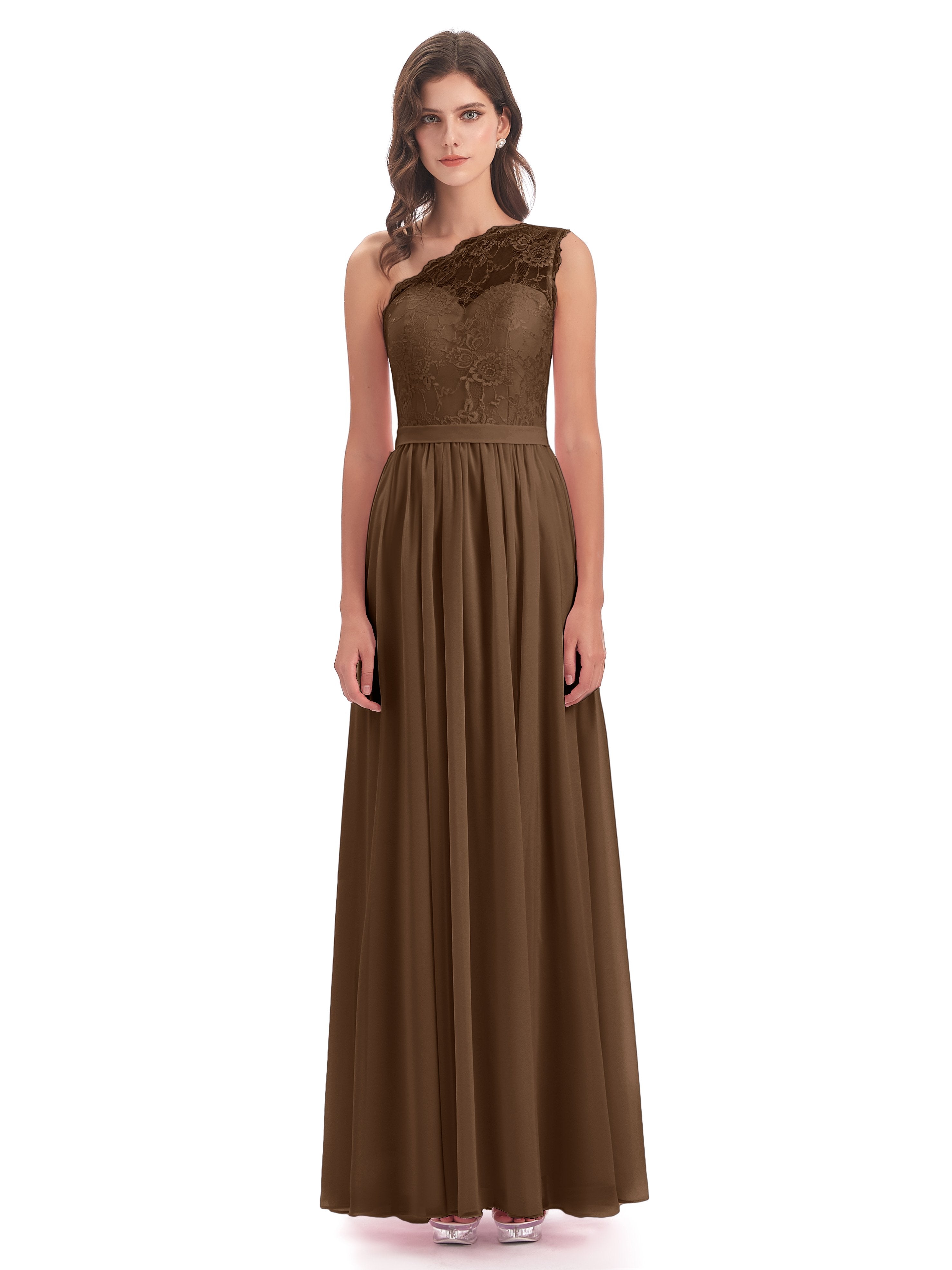 Scarlett One Shoulder Split Chiffon/Lace Bridesmaid Dresses