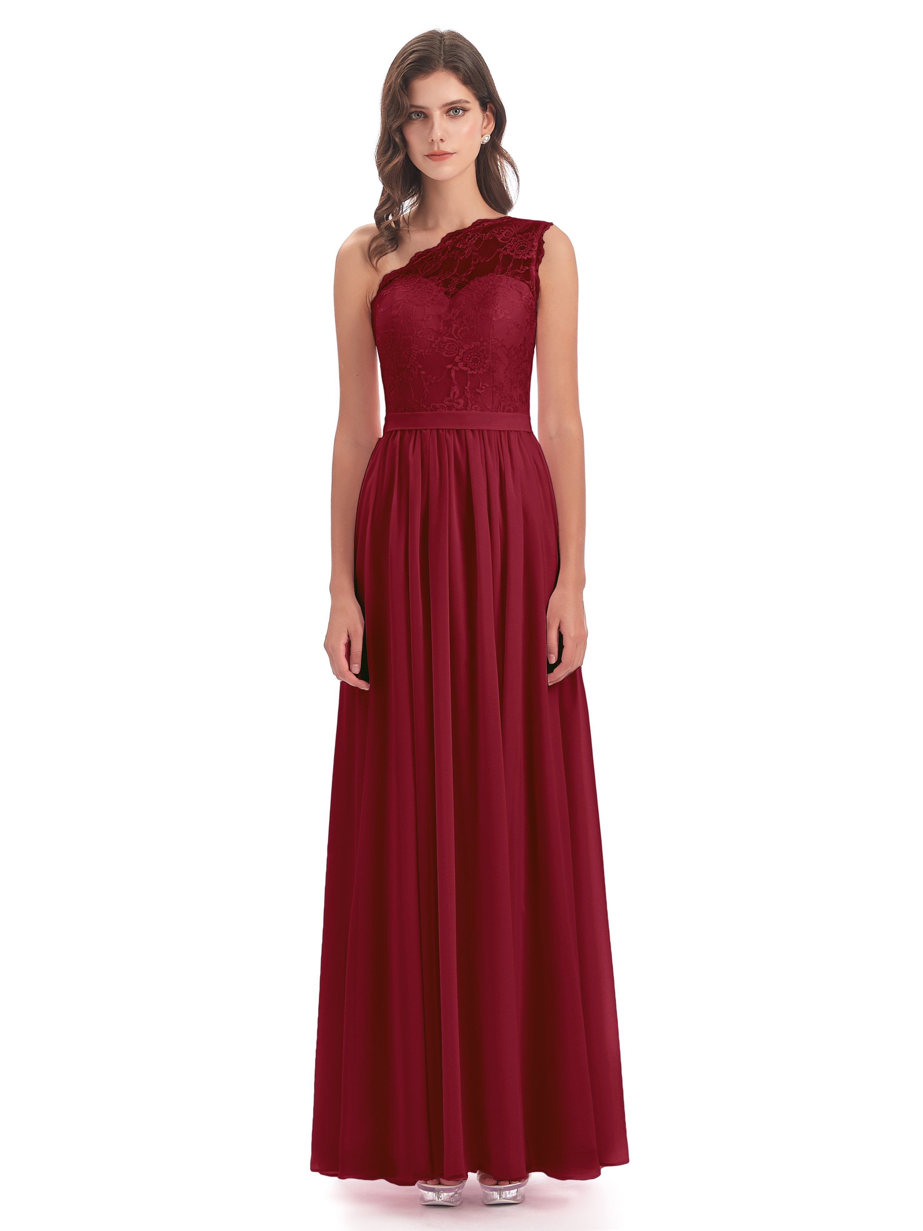 Scarlett One Shoulder Split Chiffon/Lace Bridesmaid Dresses