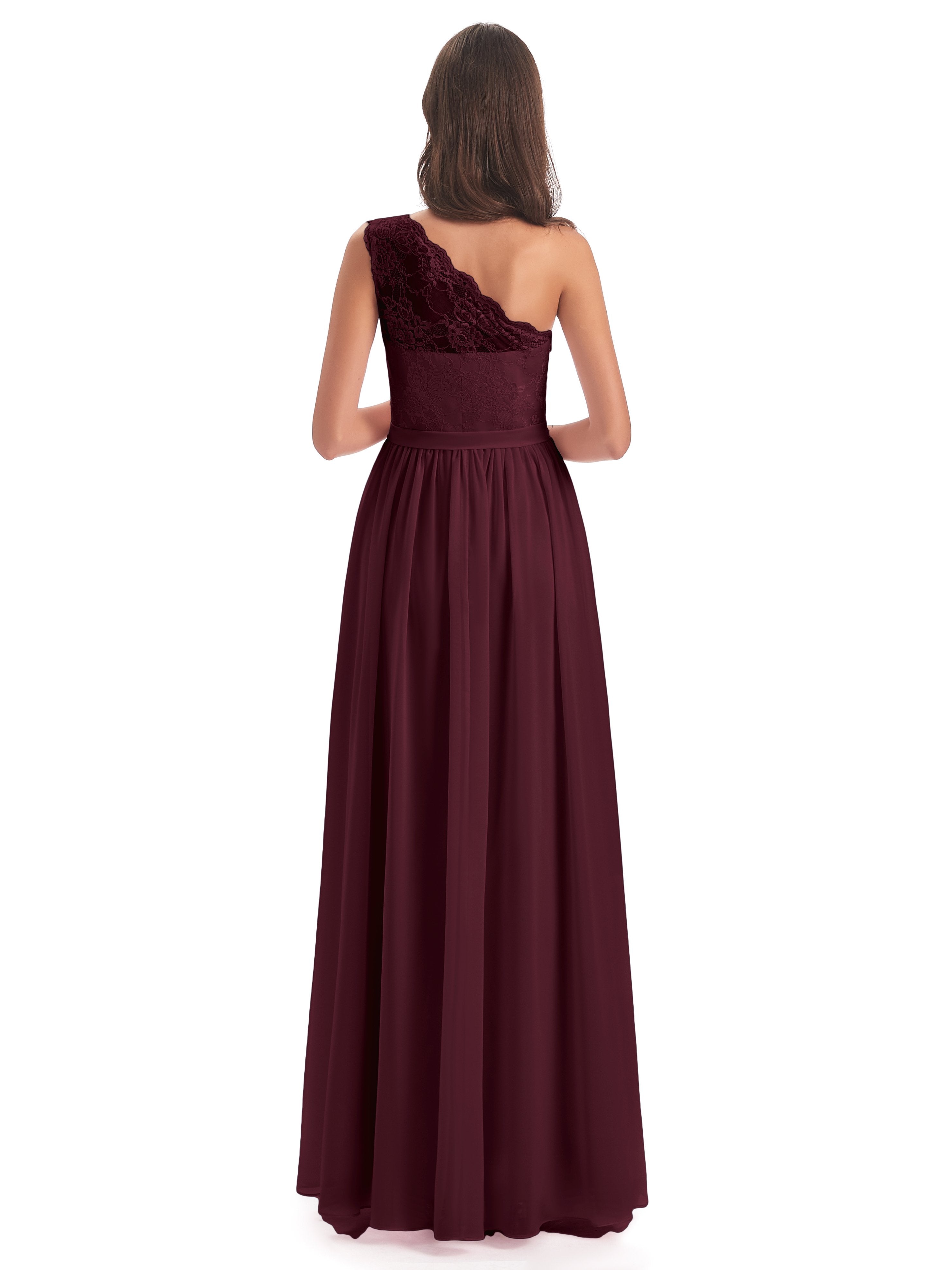 Scarlett One Shoulder Split Chiffon/Lace Bridesmaid Dresses