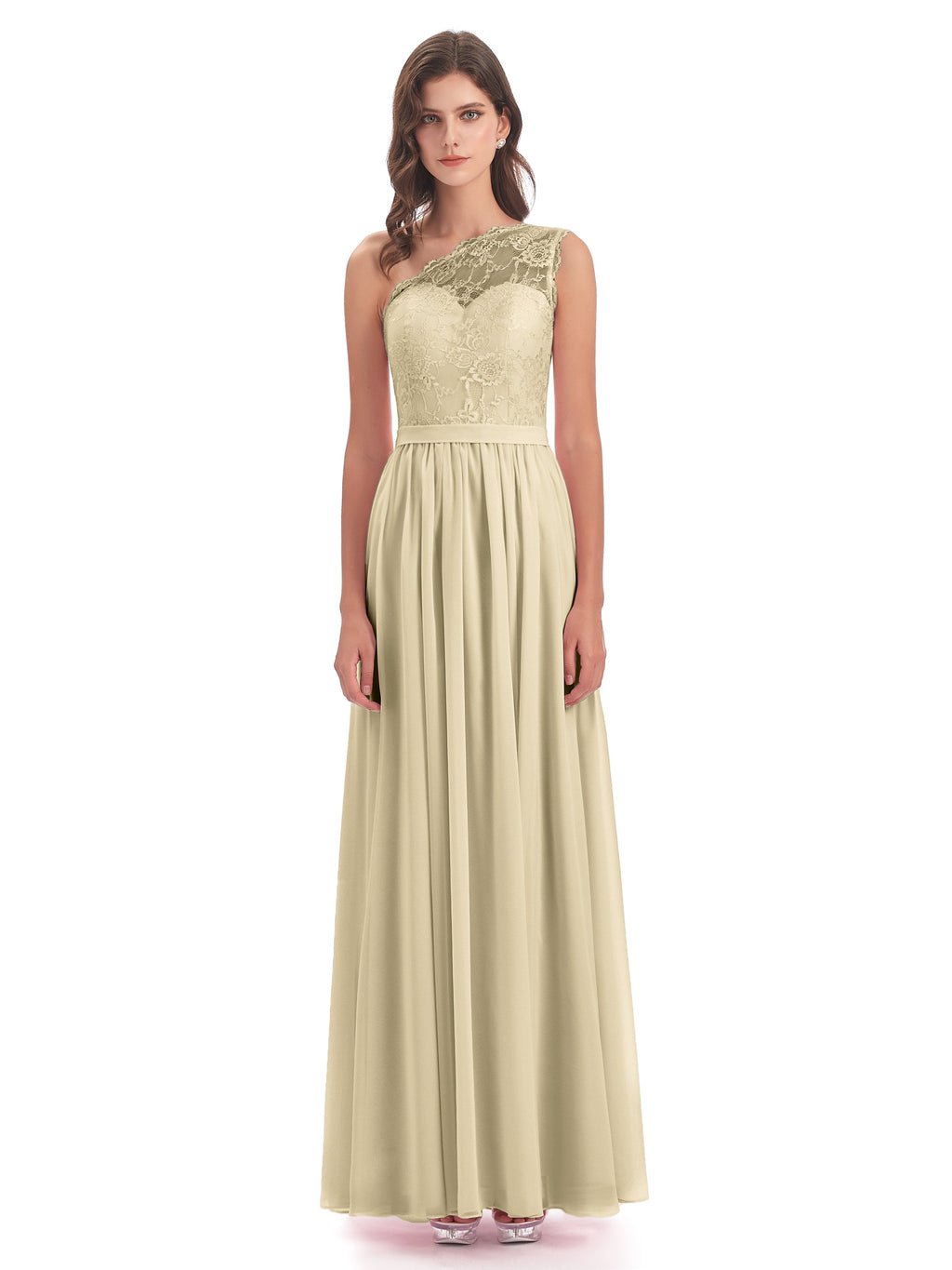 Scarlett One Shoulder Split Chiffon/Lace Bridesmaid Dresses