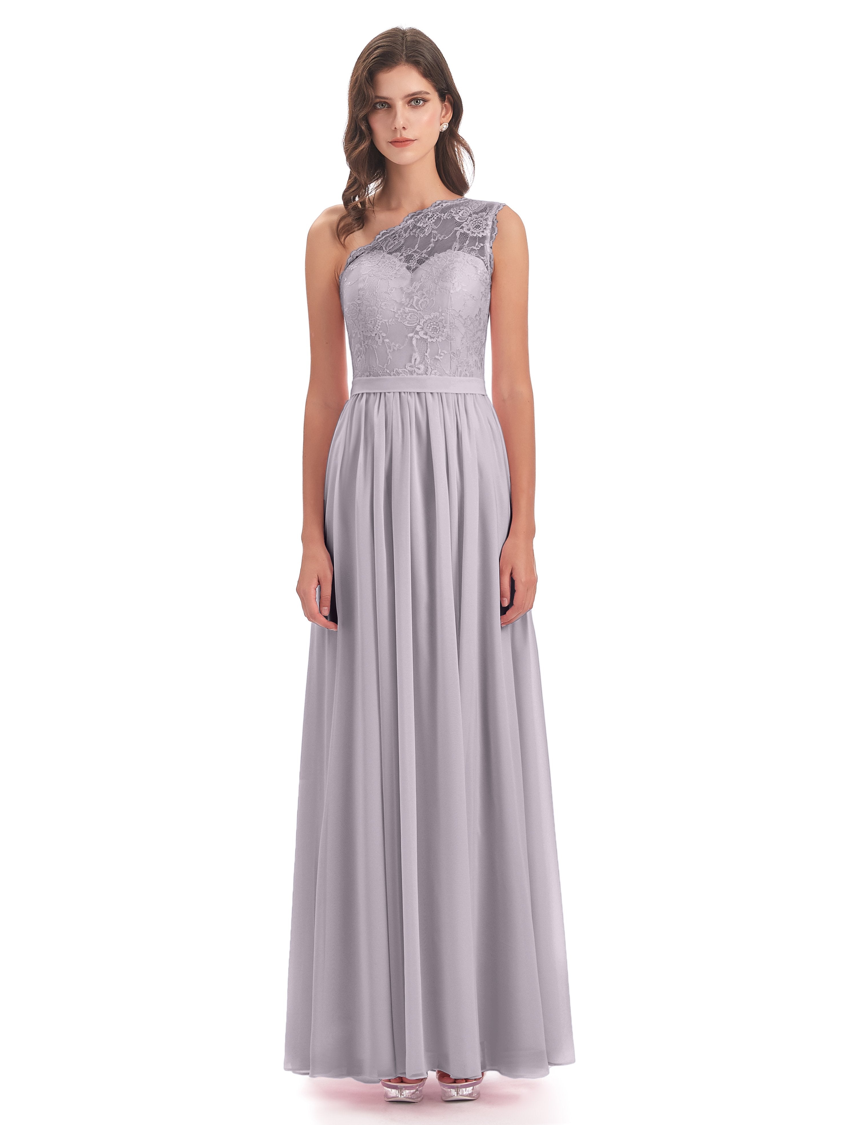 Scarlett One Shoulder Split Chiffon/Lace Bridesmaid Dresses