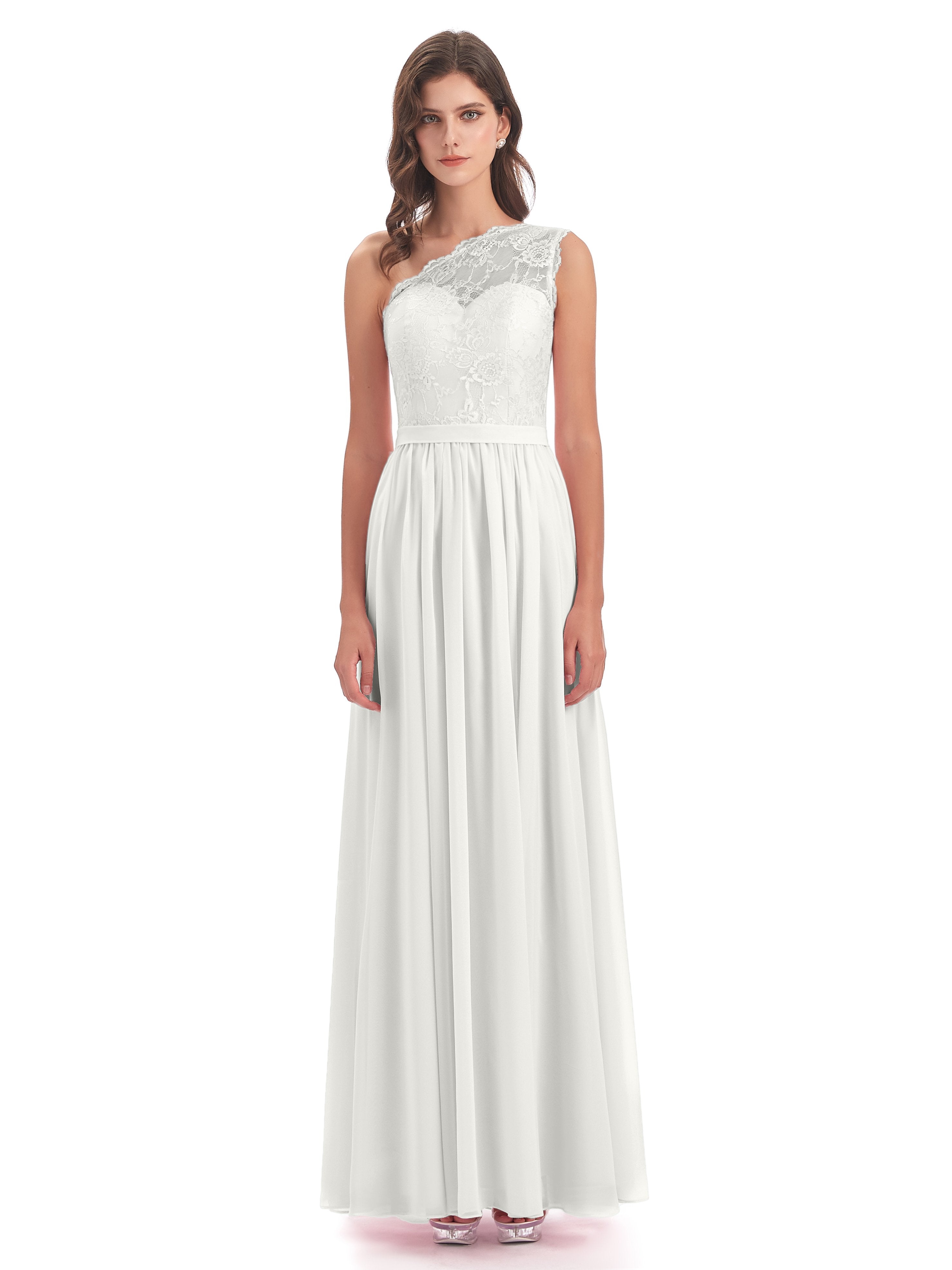 Scarlett One Shoulder Split Chiffon/Lace Bridesmaid Dresses
