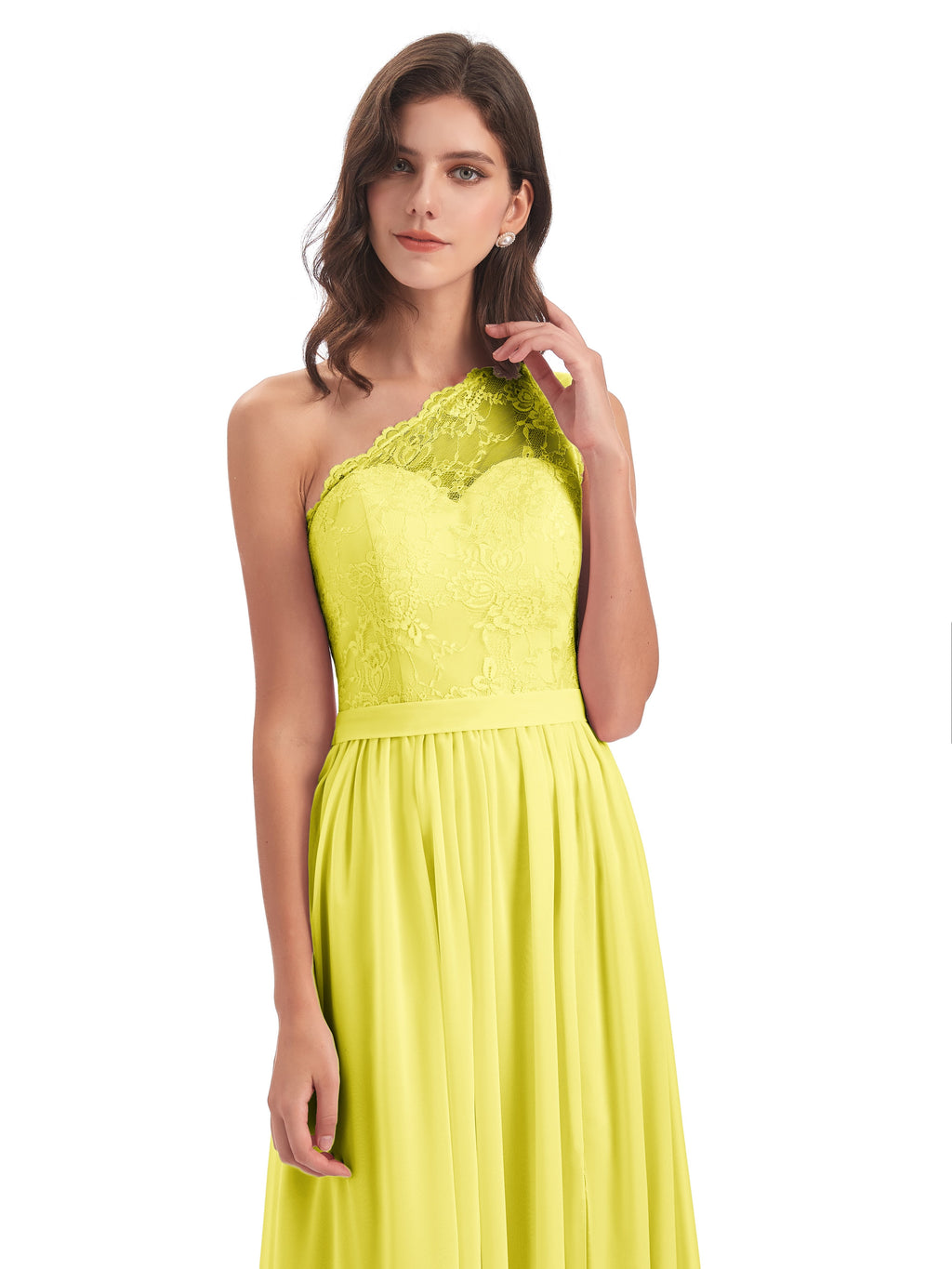 Scarlett One Shoulder Split Chiffon/Lace Bridesmaid Dresses