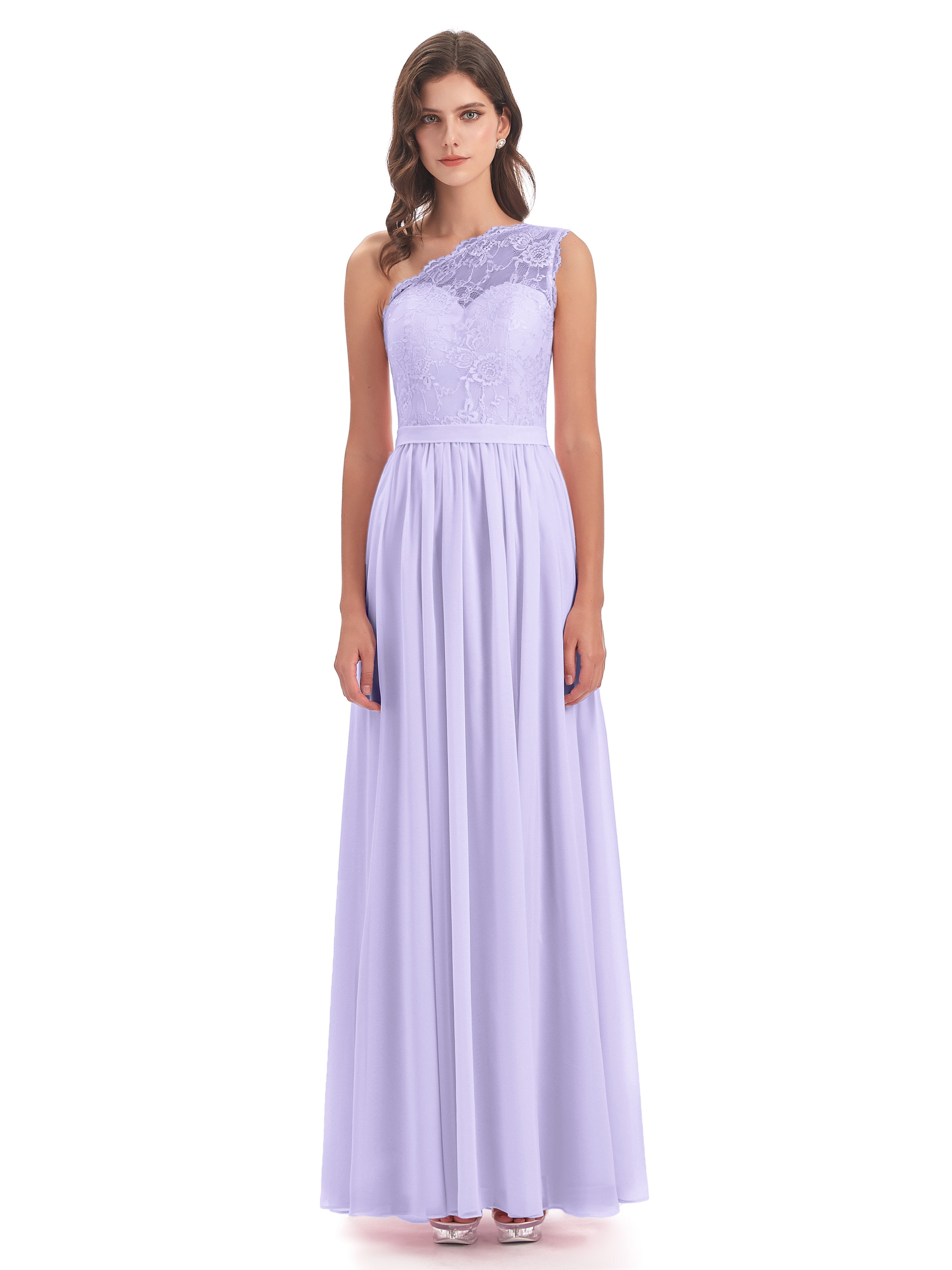 Scarlett One Shoulder Split Chiffon/Lace Bridesmaid Dresses