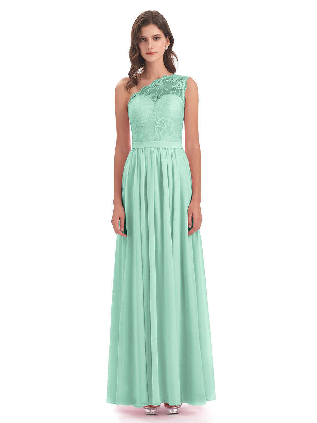 Scarlett One Shoulder Split Chiffon/Lace Bridesmaid Dresses