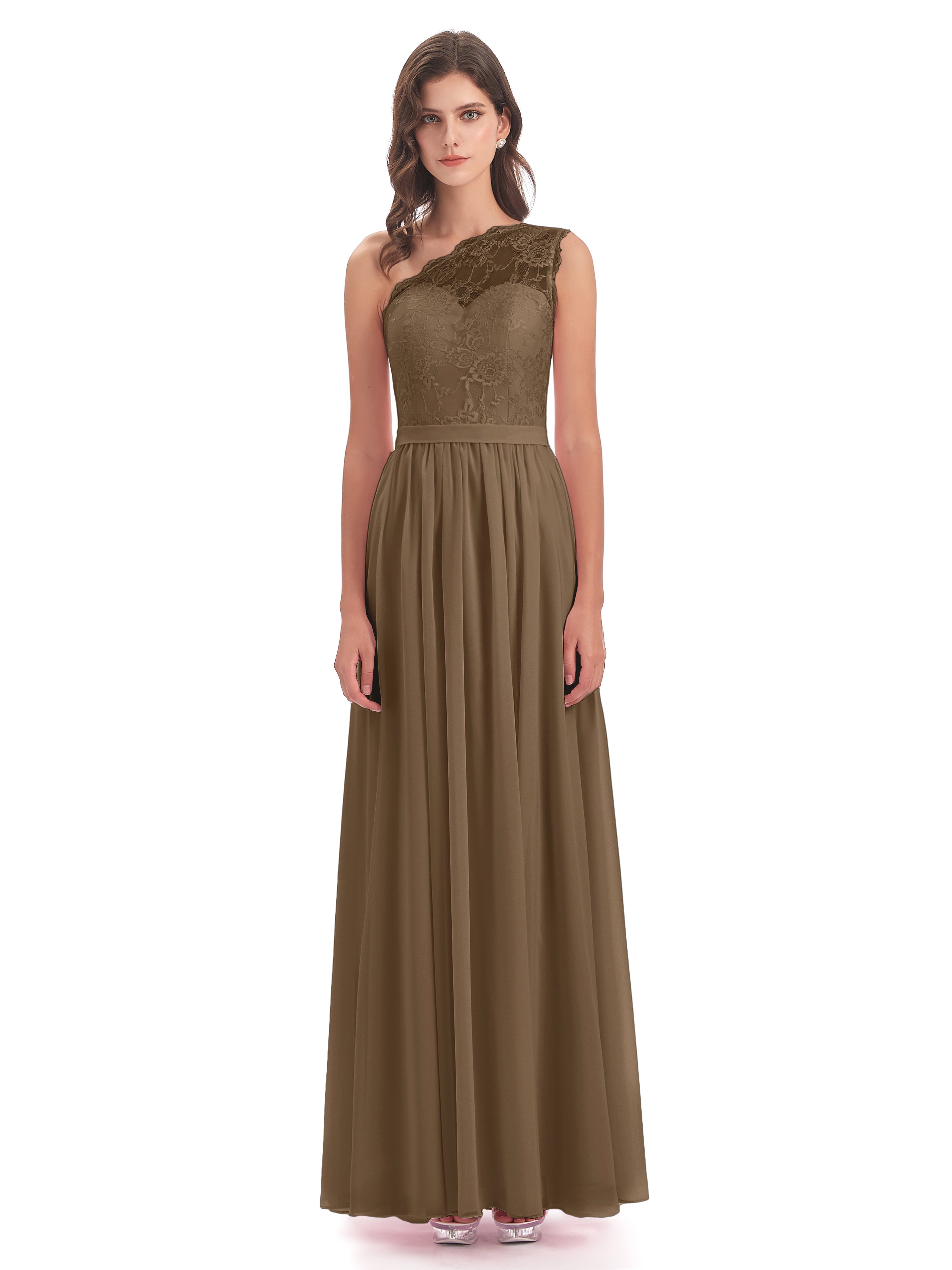 Scarlett One Shoulder Split Chiffon/Lace Bridesmaid Dresses
