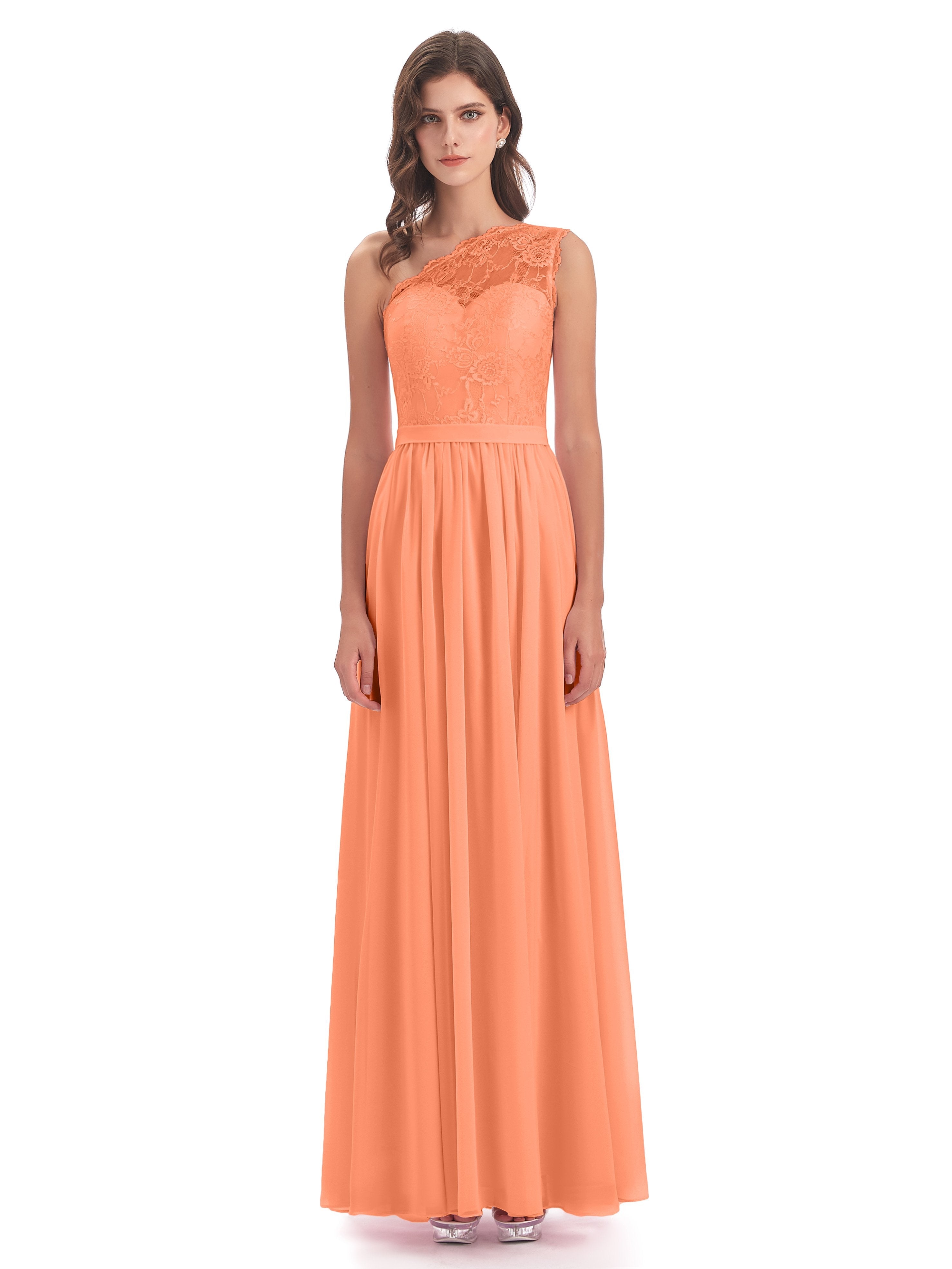 Scarlett One Shoulder Split Chiffon/Lace Bridesmaid Dresses