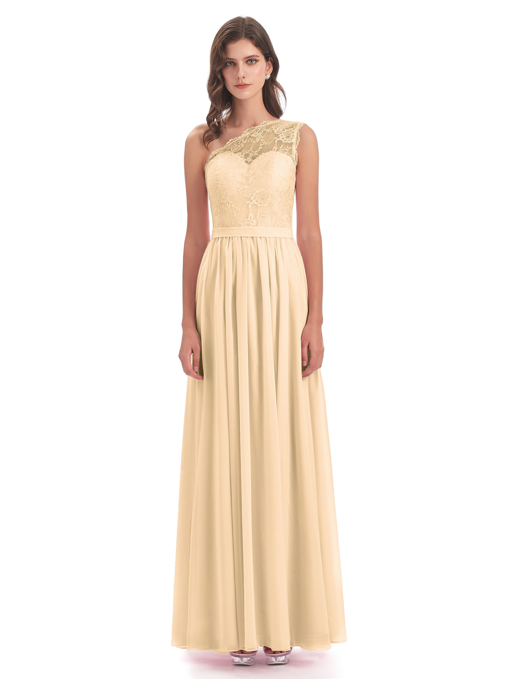 Scarlett One Shoulder Split Chiffon/Lace Bridesmaid Dresses