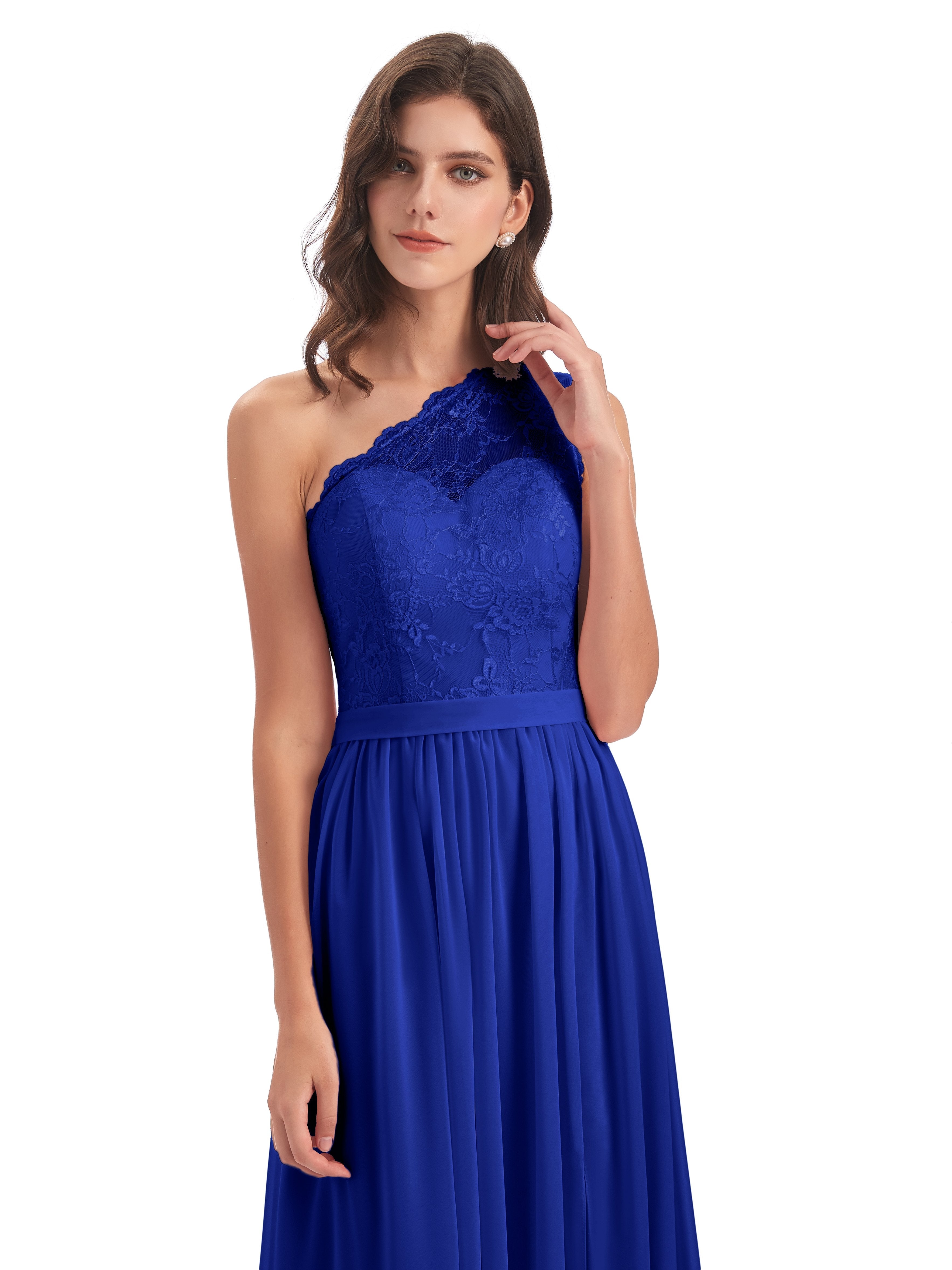 Scarlett One Shoulder Split Chiffon/Lace Bridesmaid Dresses