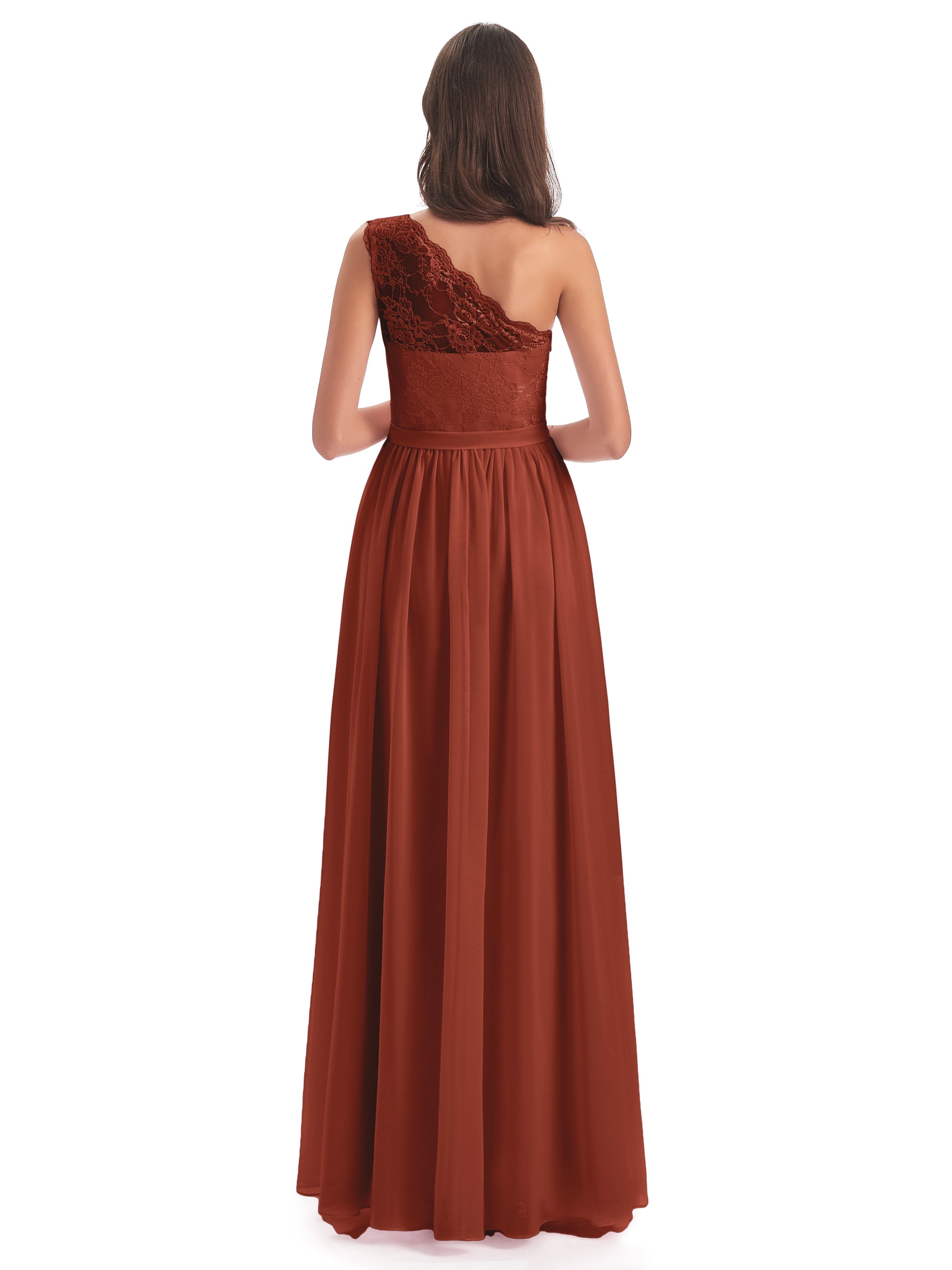 Scarlett One Shoulder Split Chiffon/Lace Bridesmaid Dresses